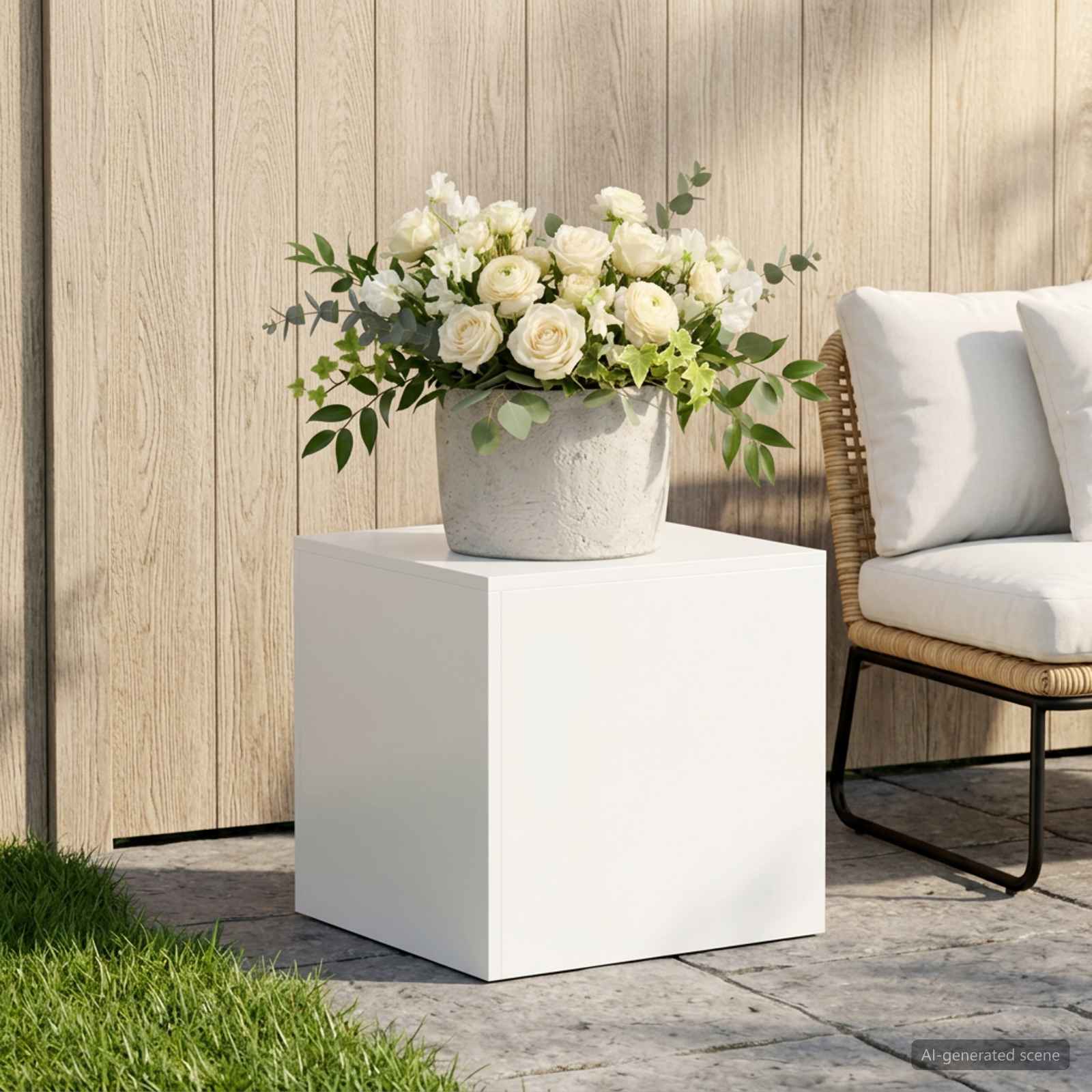 Supporto per piante Bianco 40 x 40 x 40 cm Acciaio