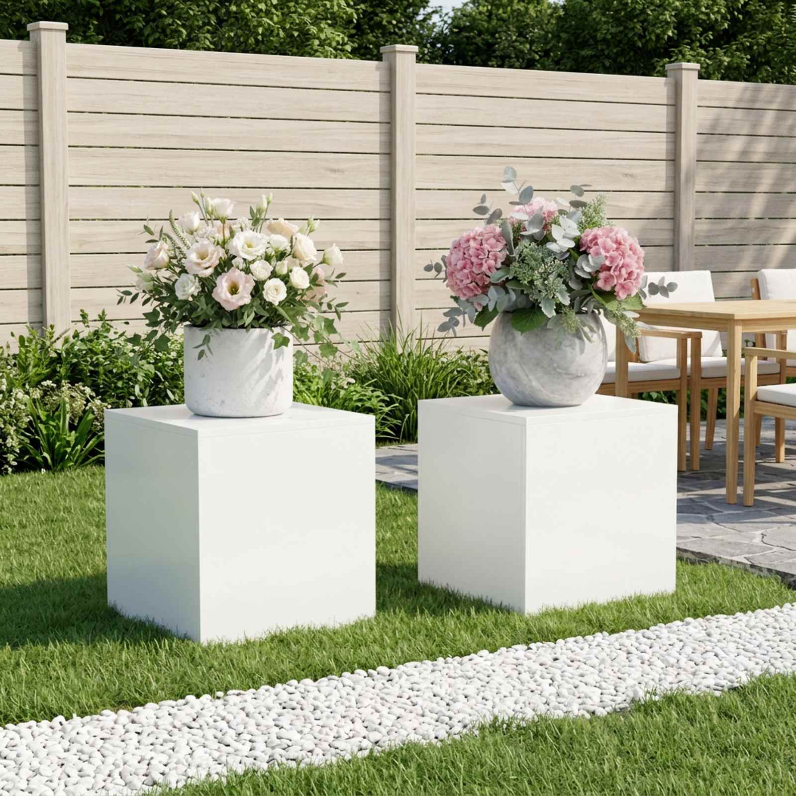 Supporto per piante 2 pcs Bianco 40 x 40 x 40 cm Acciaio