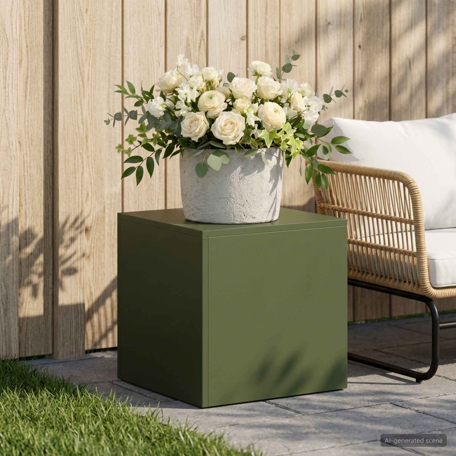 Supporto per piante Verde Oliva 40 x 40 x 40 cm Acciaio Corten
