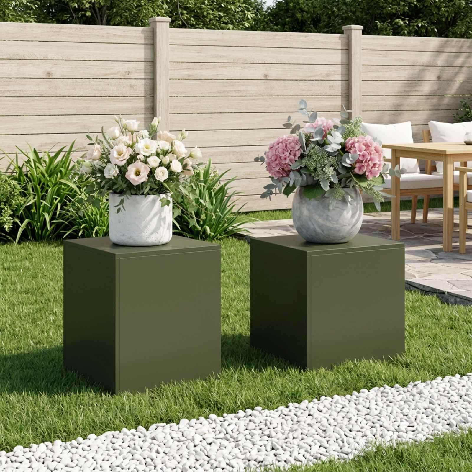 Supporto per piante 2 pcs Verde Oliva 40 x 40 x 40 cm Acciaio