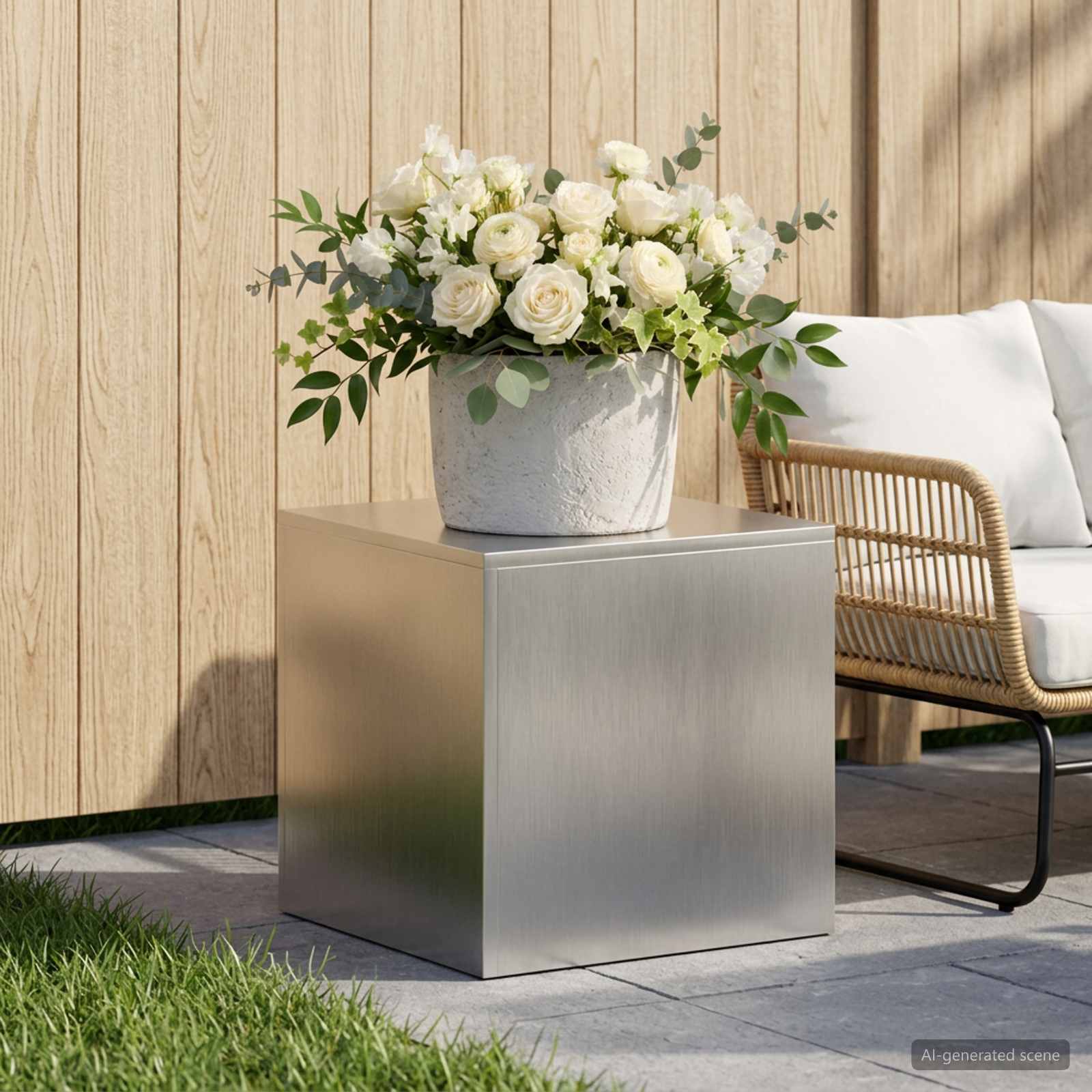 Supporto per piante Argento 40 x 40 x 40 cm Acciaio