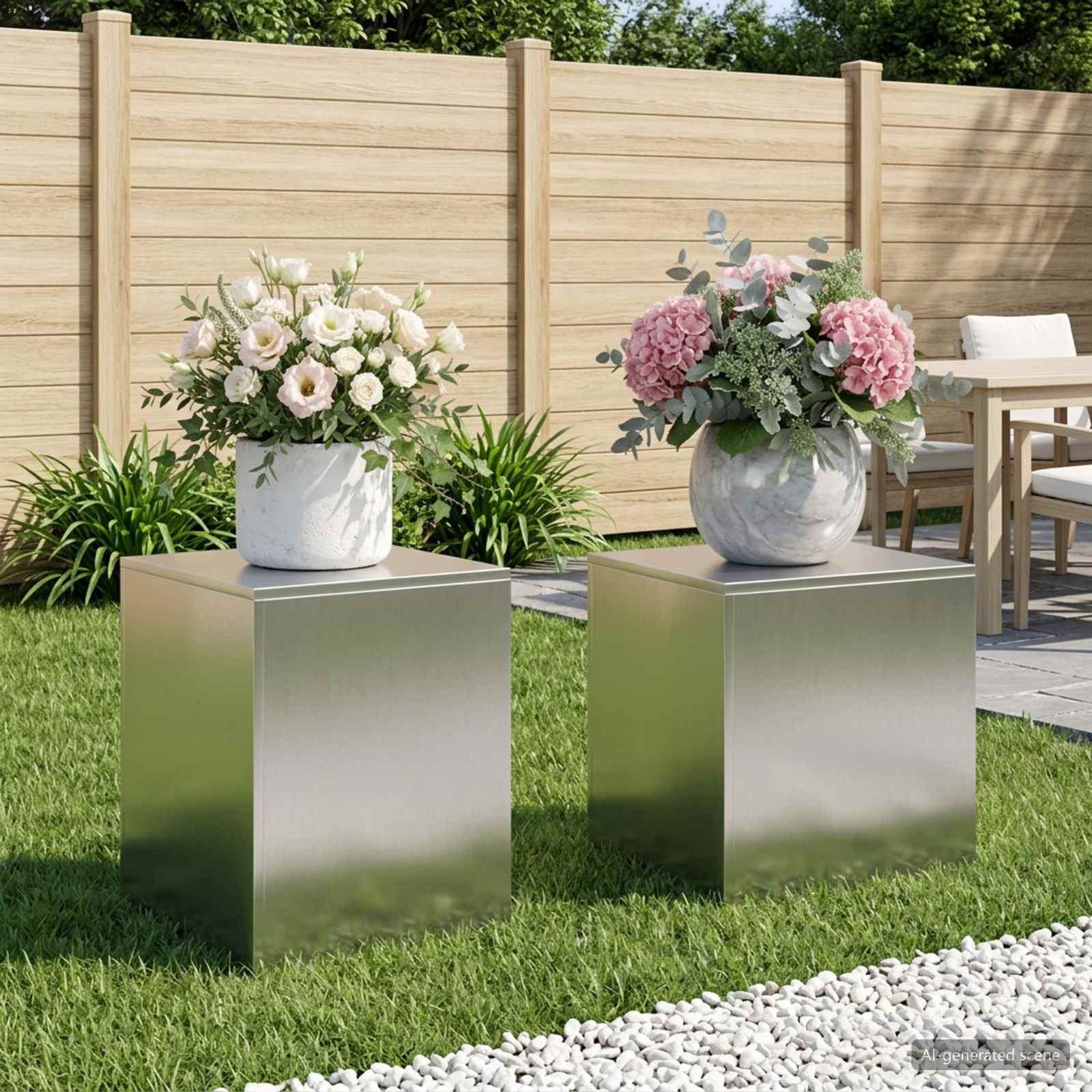 Supporto per piante 2 pcs Argento 40 x 40 x 40 cm Acciaio