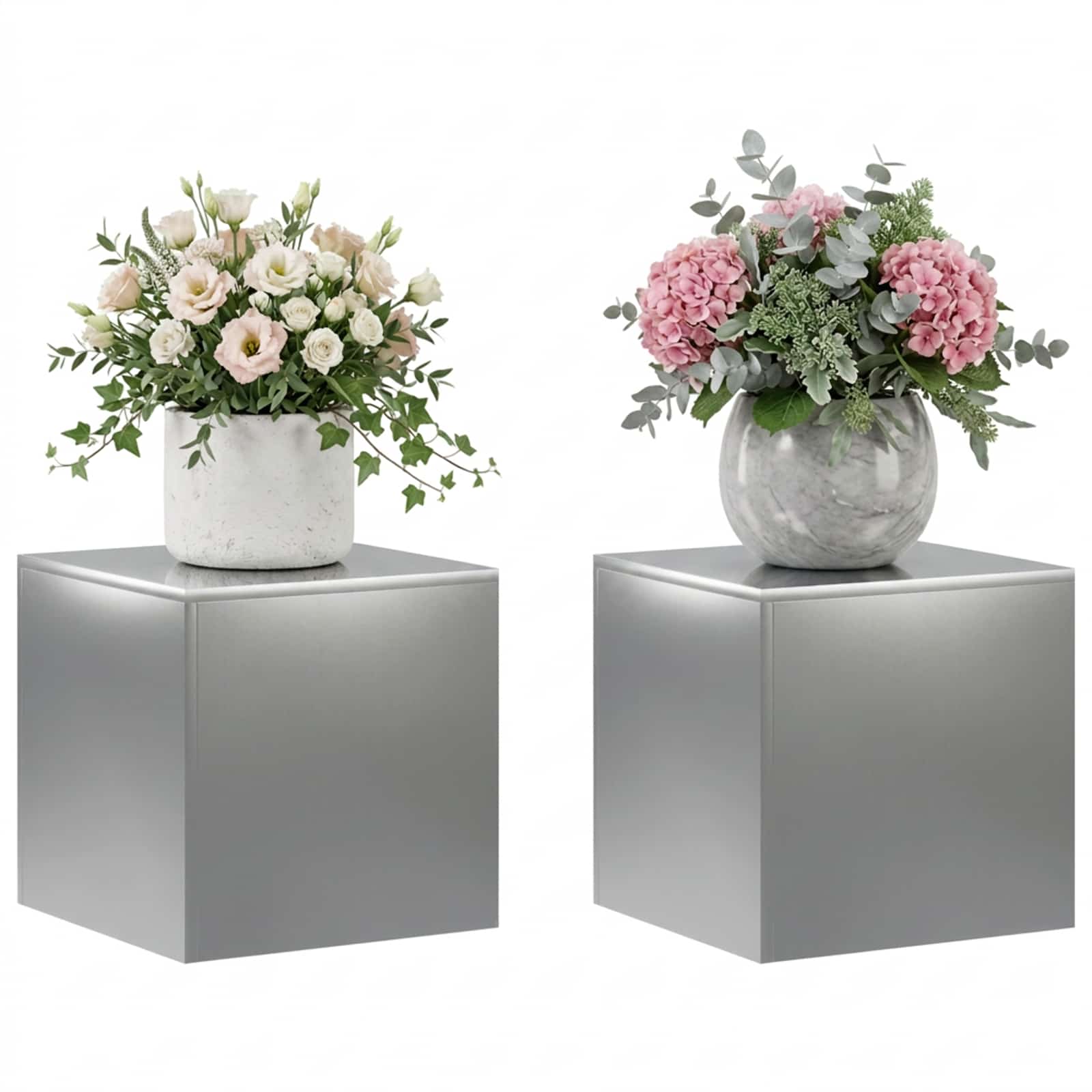 Supporto per piante 2 pcs Argento 40 x 40 x 40 cm Acciaio Inox