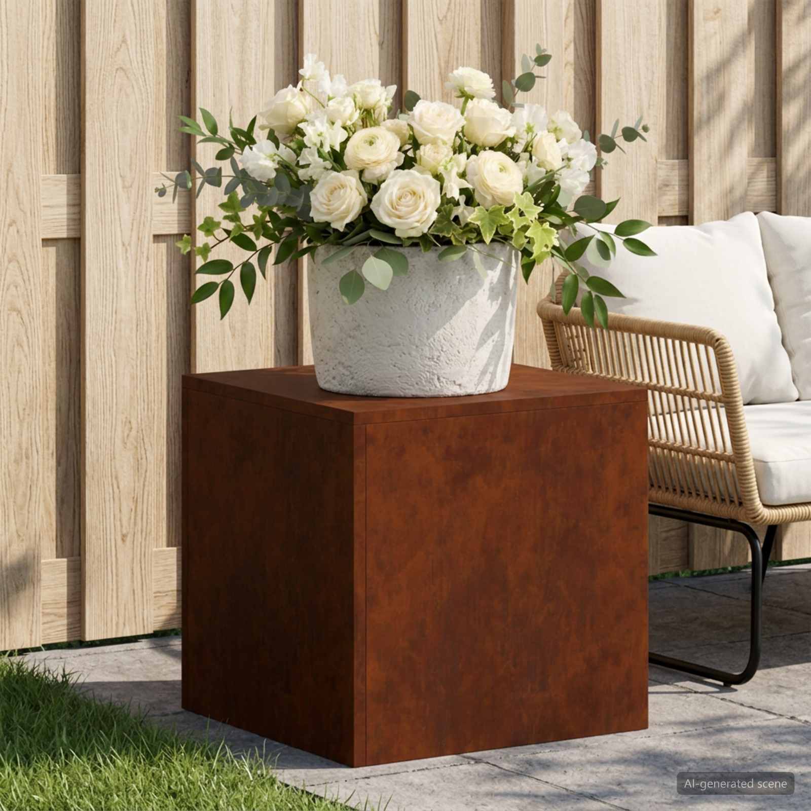 Supporto per piante Ruggine 40 x 40 x 40 cm Acciaio Corten