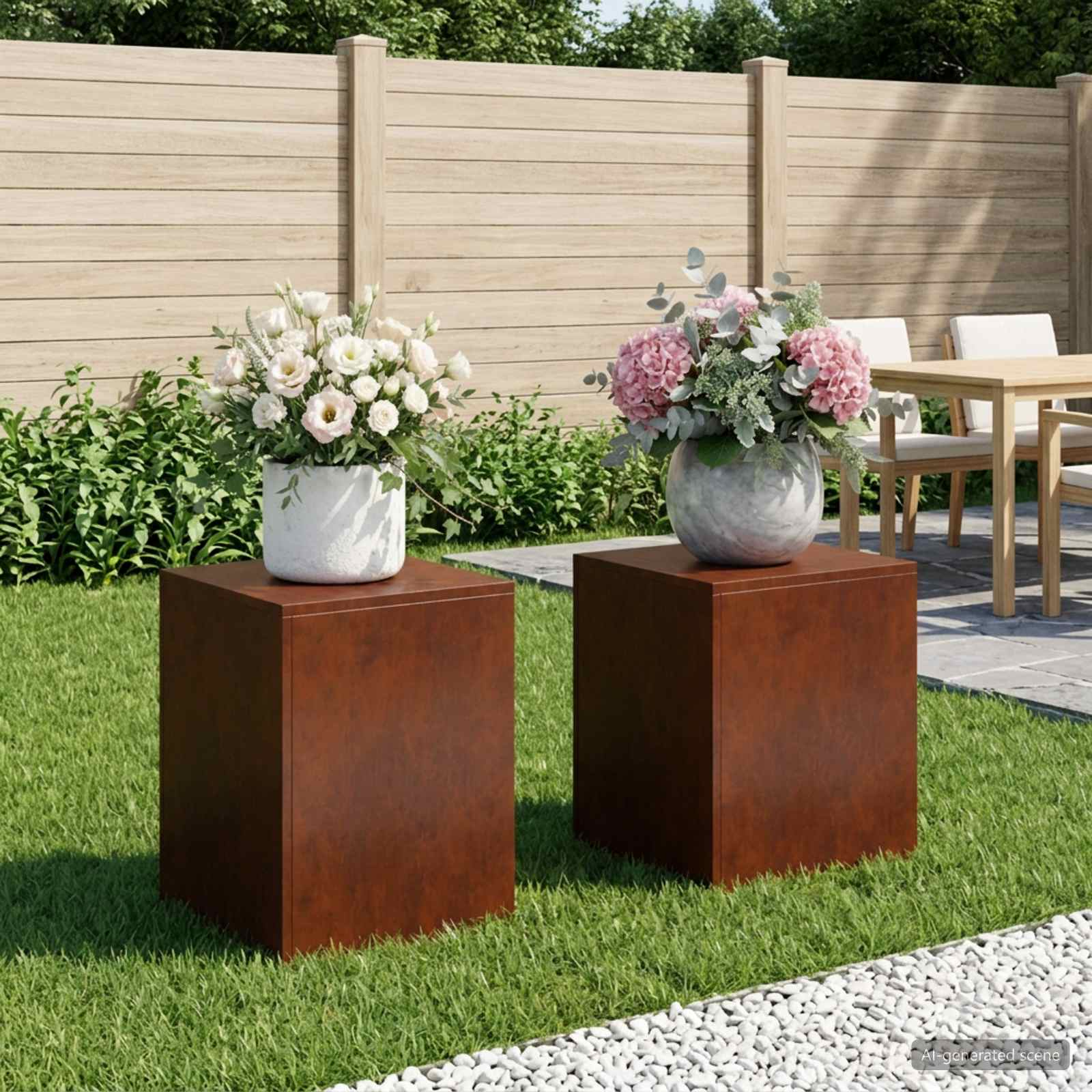 Supporto per piante 2 pcs Ruggine 40 x 40 x 40 cm