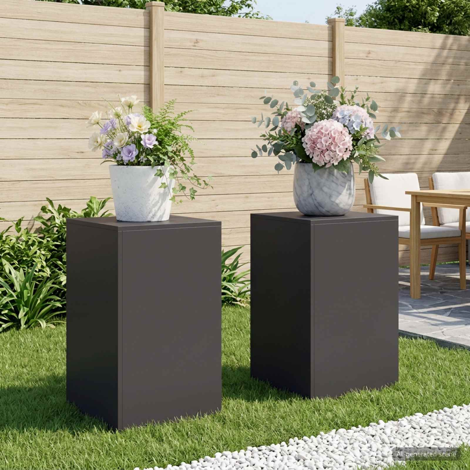 Supporto per piante 2 pcs Nero 40 x 40 x 60 cm Acciaio
