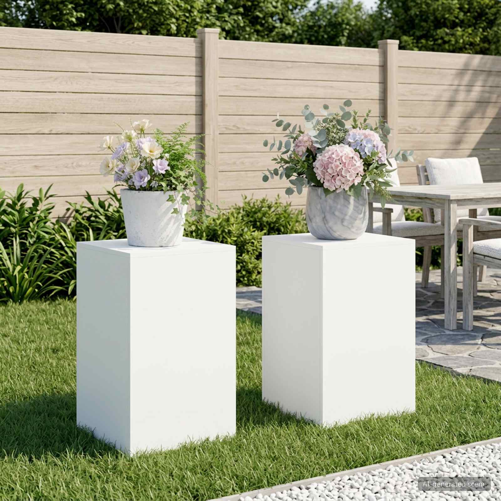 Supporto per piante 2 pcs Bianco 40 x 40 x 60 cm Acciaio