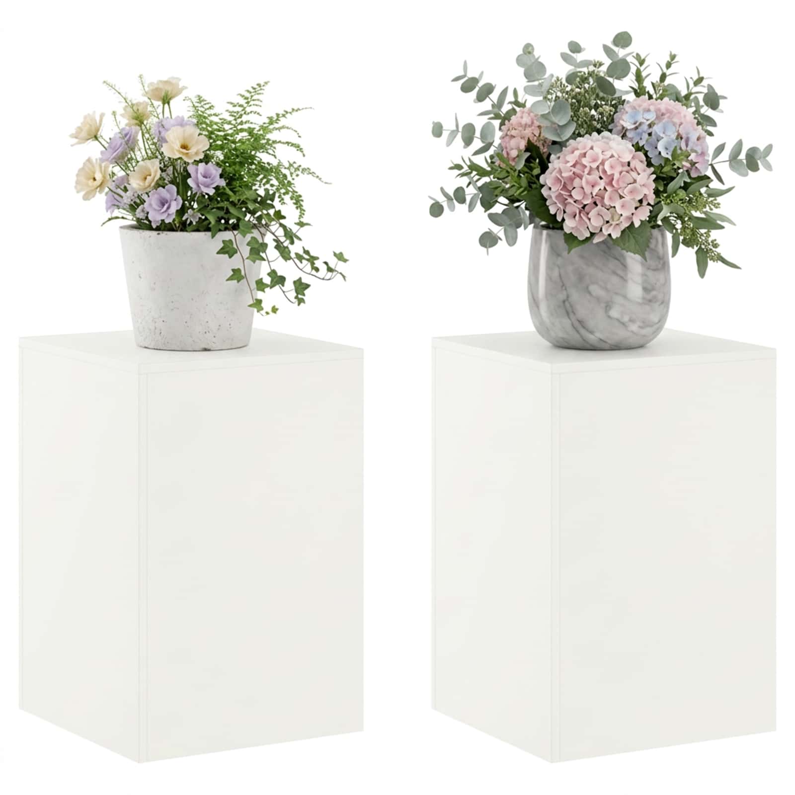 Supporto per piante 2 pcs Bianco 40 x 40 x 60 cm Acciaio