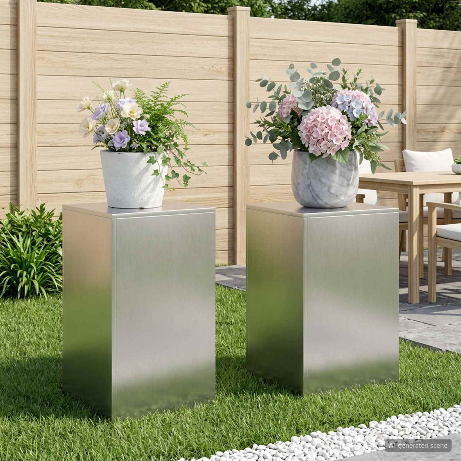Supporto per piante 2 pcs Argento 40 x 40 x 60 cm Acciaio