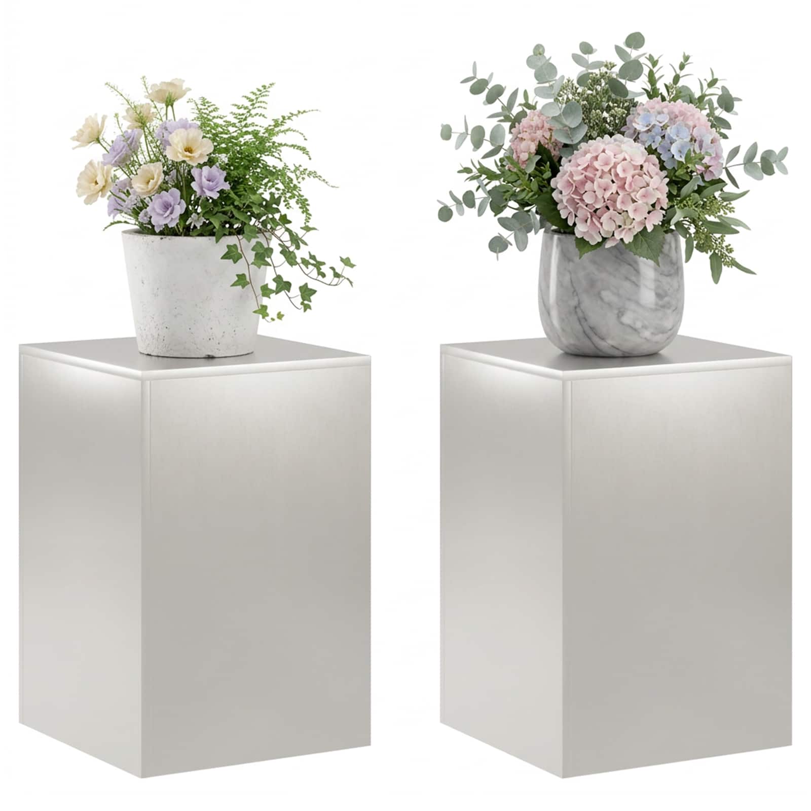 Supporto per piante 2 pcs Argento 40 x 40 x 60 cm Acciaio