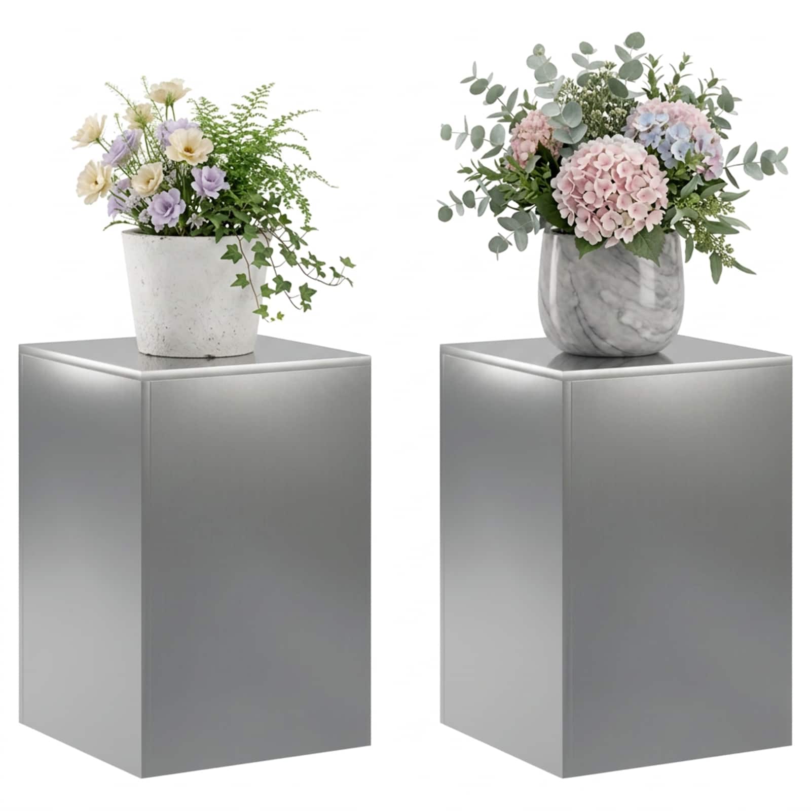 Supporto per piante 2 pcs Argento 40 x 40 x 60 cm Acciaio Inox