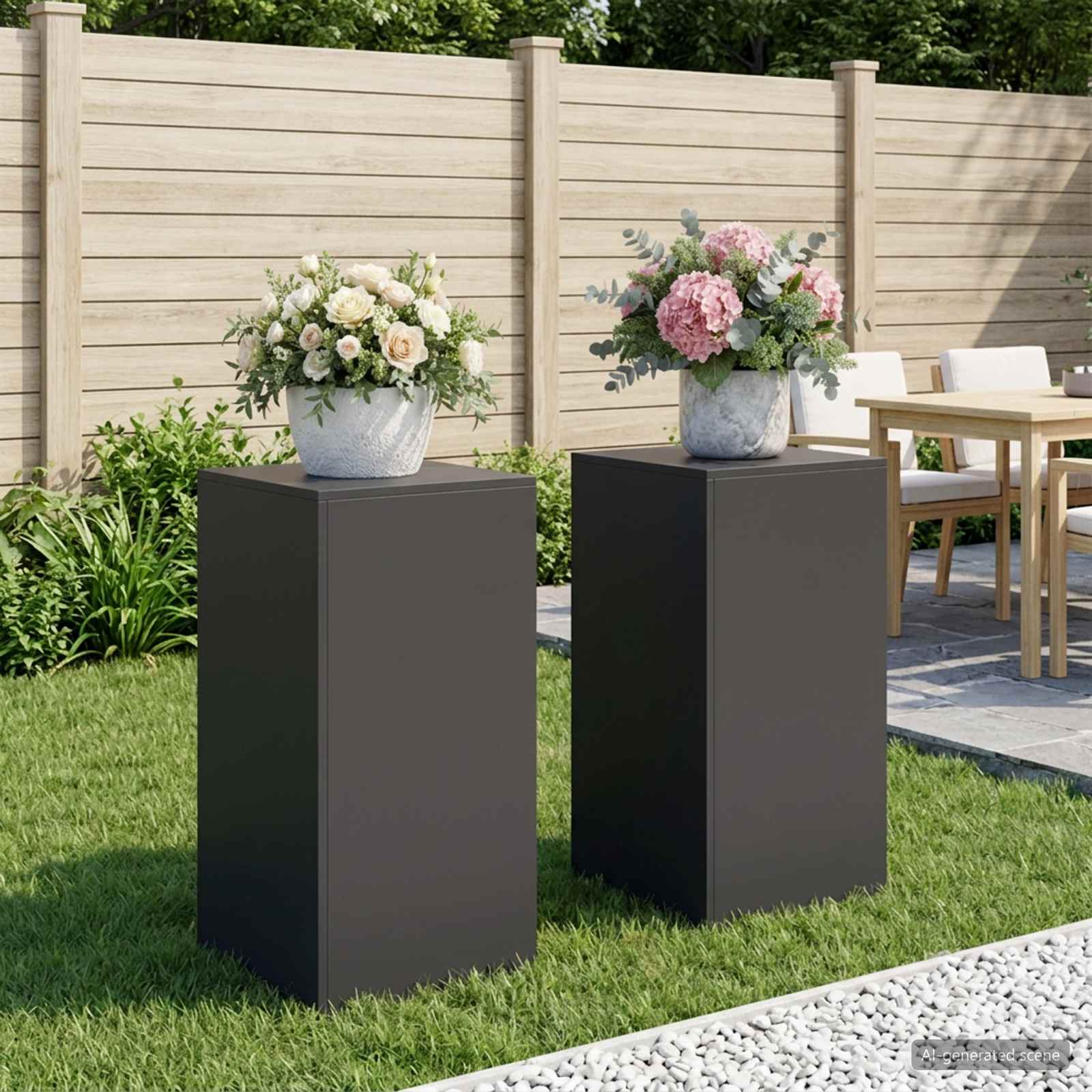 Supporto per piante 2 pcs Nero 40 x 40 x 80 cm Acciaio