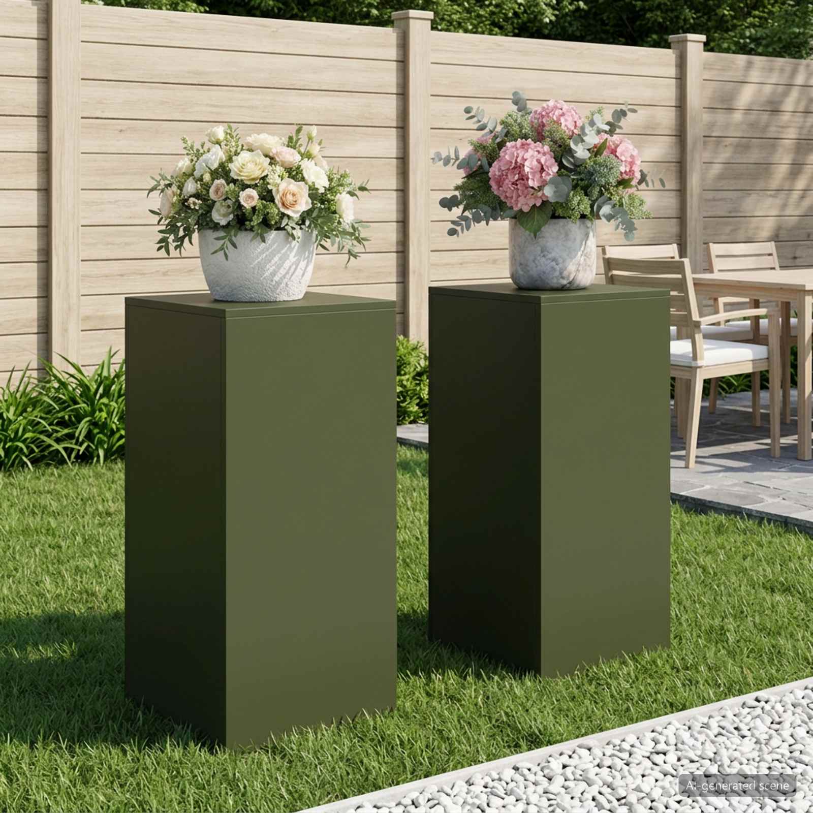Supporto per piante 2 pcs Verde Oliva 40 x 40 x 80 cm Acciaio