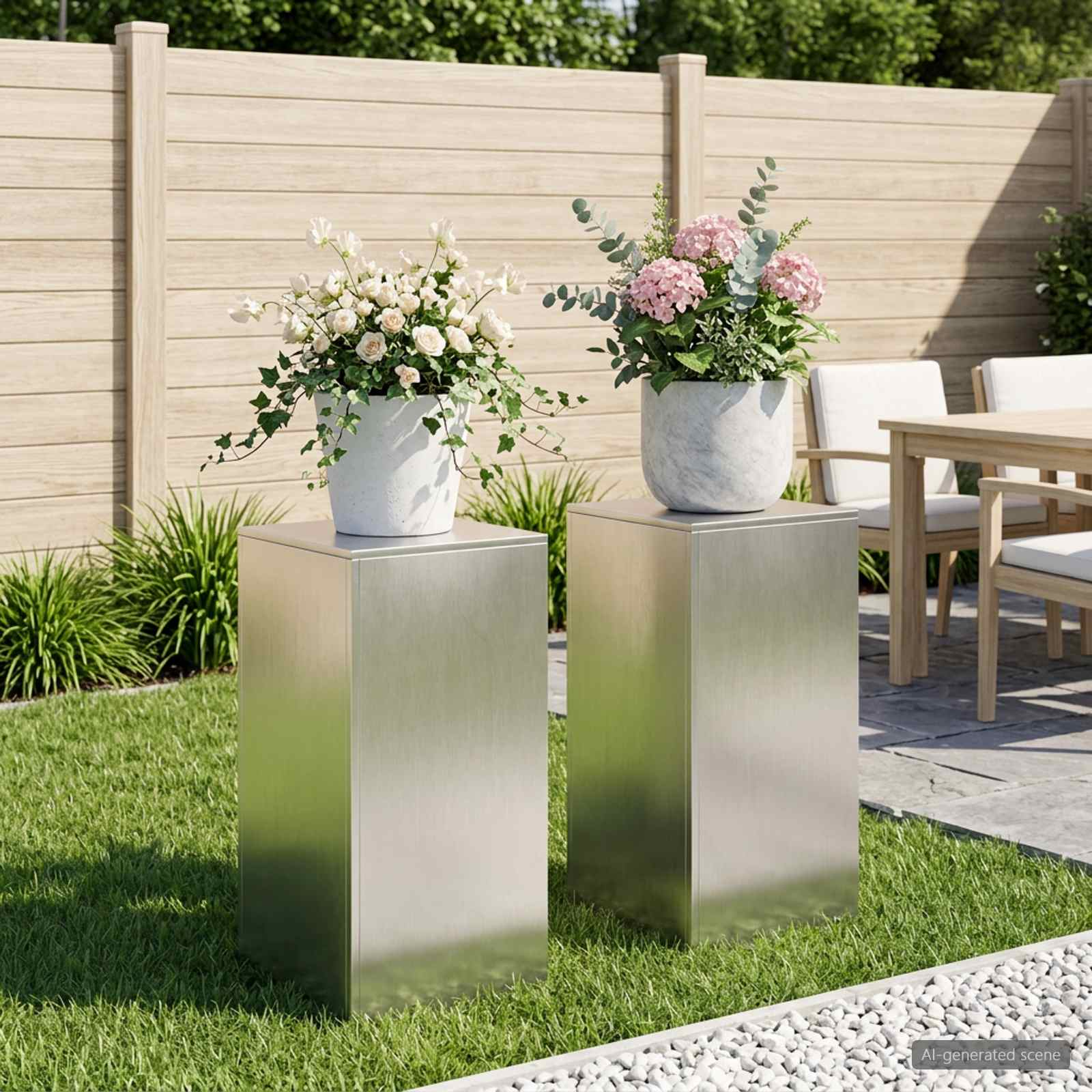 Supporto per piante 2 pcs Argento 40 x 40 x 80 cm Acciaio