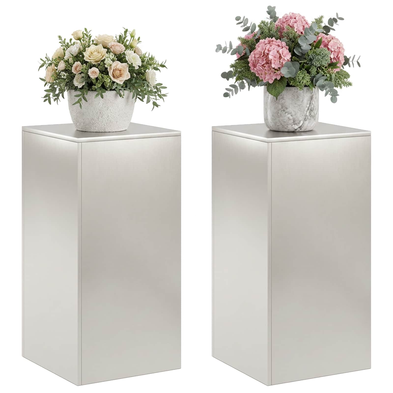Supporto per piante 2 pcs Argento 40 x 40 x 80 cm Acciaio
