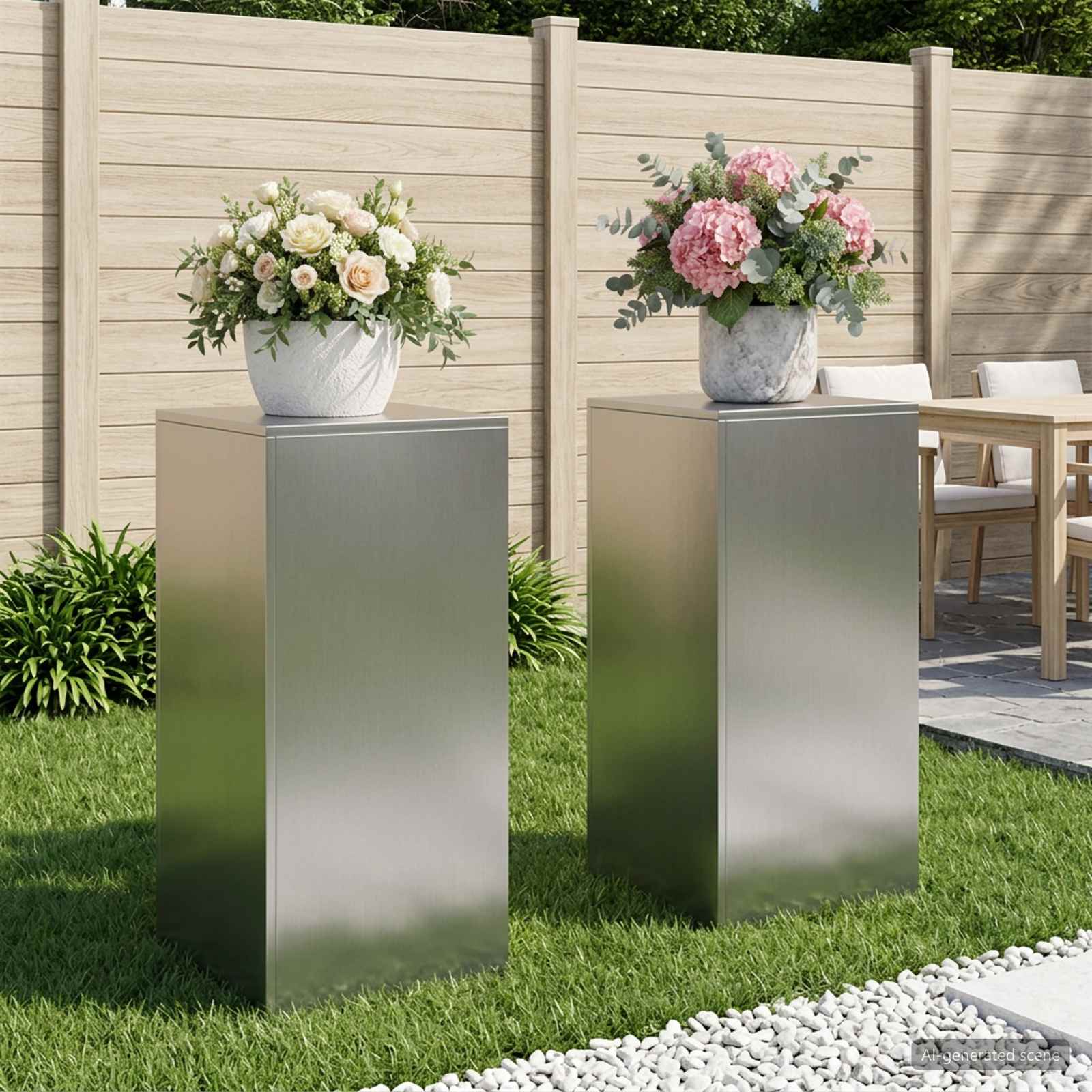 Supporto per piante 2 pcs Argento 40 x 40 x 80 cm Acciaio Inox