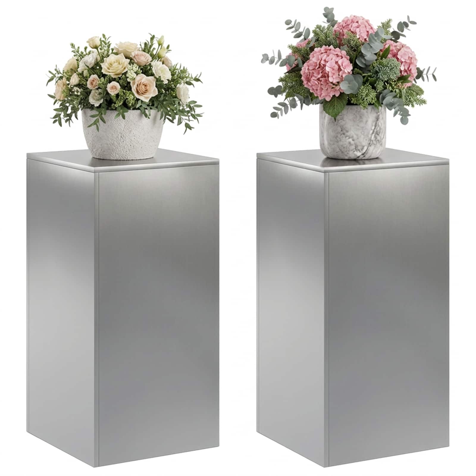 Supporto per piante 2 pcs Argento 40 x 40 x 80 cm Acciaio Inox