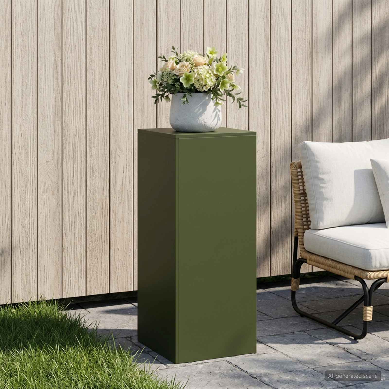 Supporto per piante Verde Oliva 40 x 40 x 100 cm Acciaio Corten