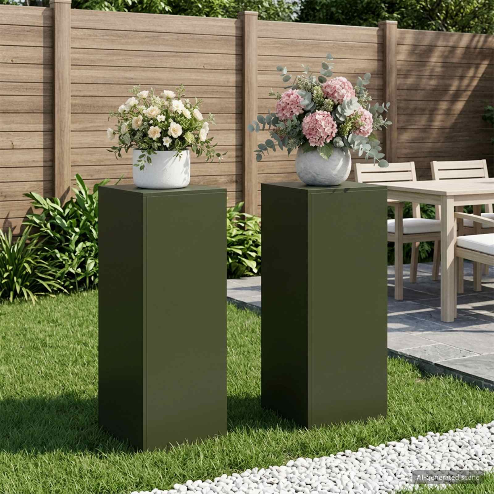 Supporto per piante 2 pcs Verde Oliva 40 x 40 x 100 cm Acciaio