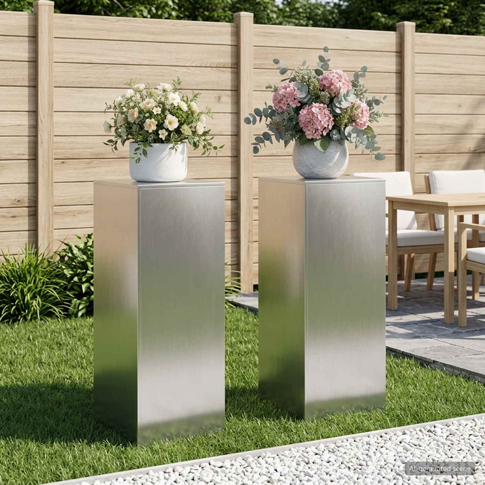 Supporto per piante 2 pcs Argento 40 x 40 x 100 cm Acciaio