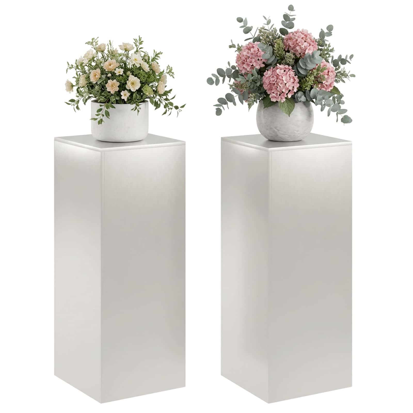 Supporto per piante 2 pcs Argento 40 x 40 x 100 cm Acciaio