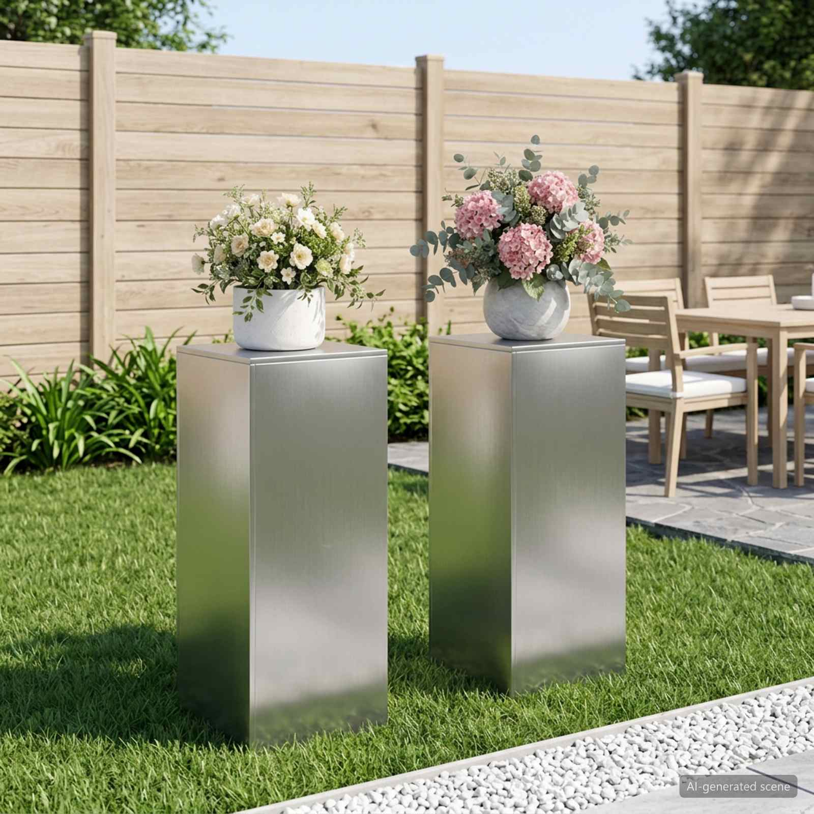 Supporto per piante 2 pcs Argento 40 x 40 x 100 cm Acciaio Inox
