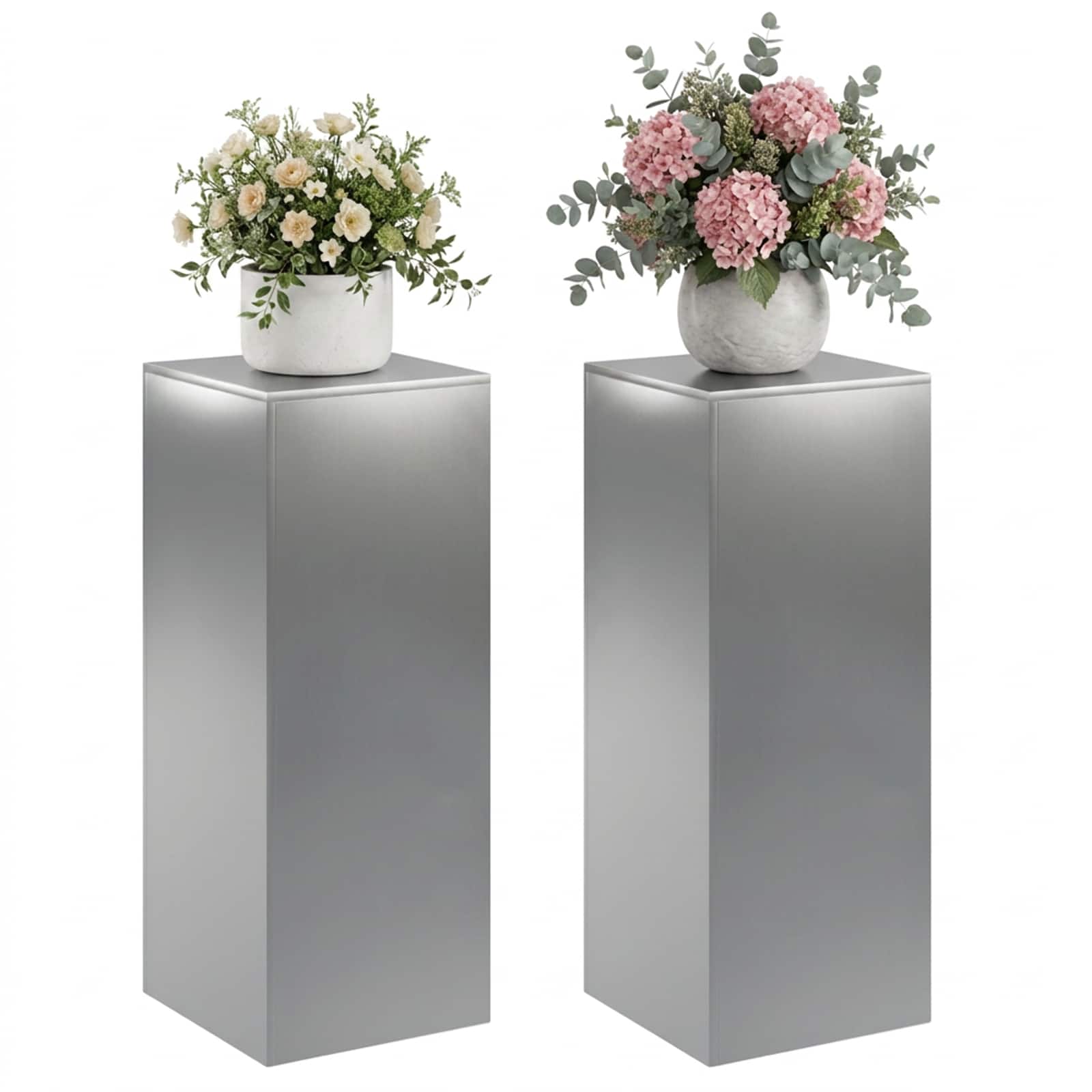 Supporto per piante 2 pcs Argento 40 x 40 x 100 cm Acciaio Inox