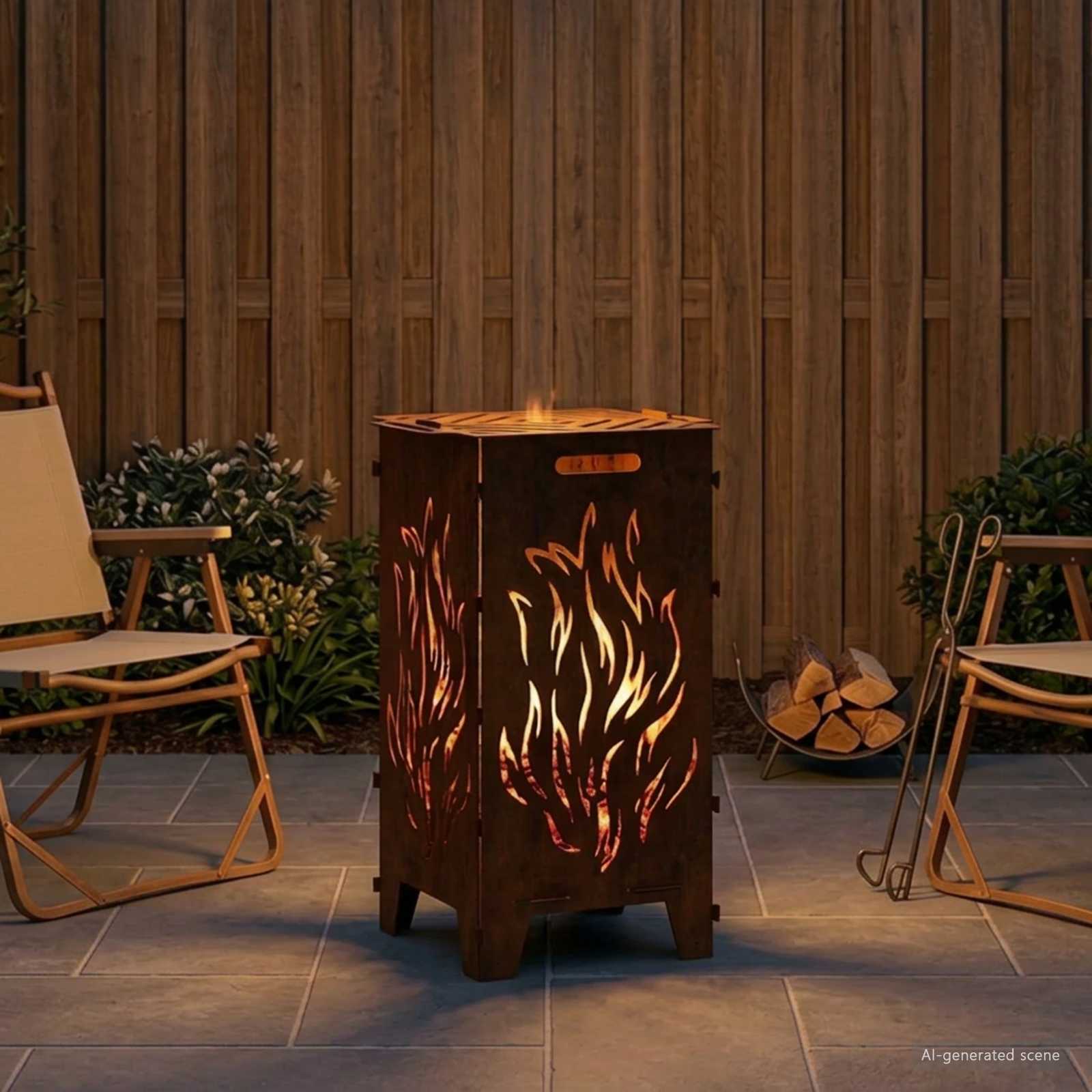 Focolare Ruggine 47 x 38 x 75 cm Acciaio Corten