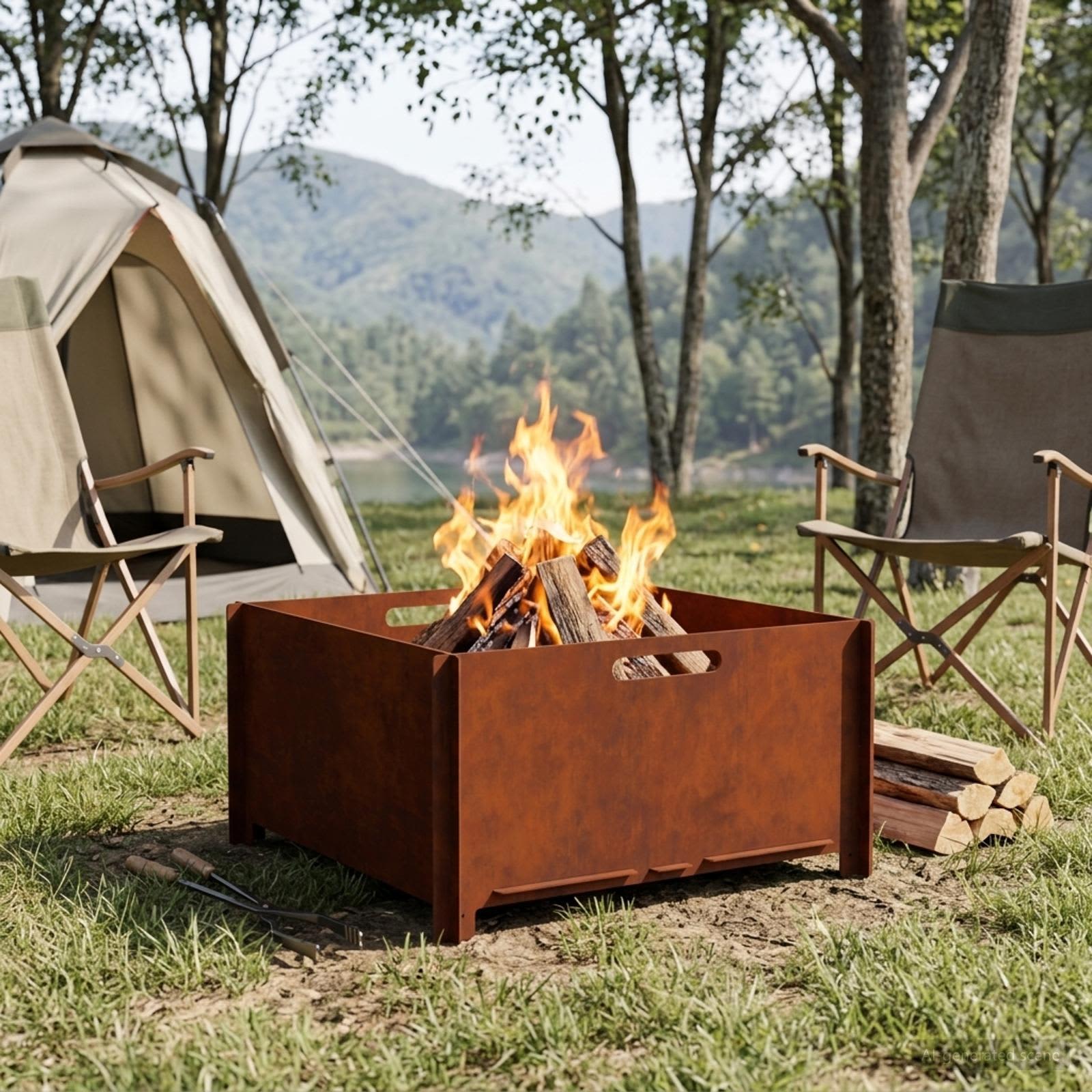 Focolare Ruggine 60 x 60 x 30 cm Acciaio Corten