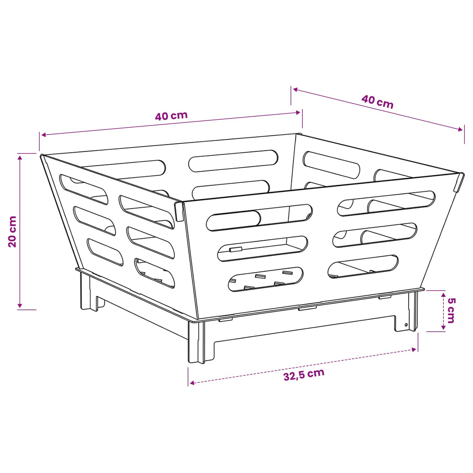 Focolare Ruggine 40 x 40 x 20 cm Acciaio Corten