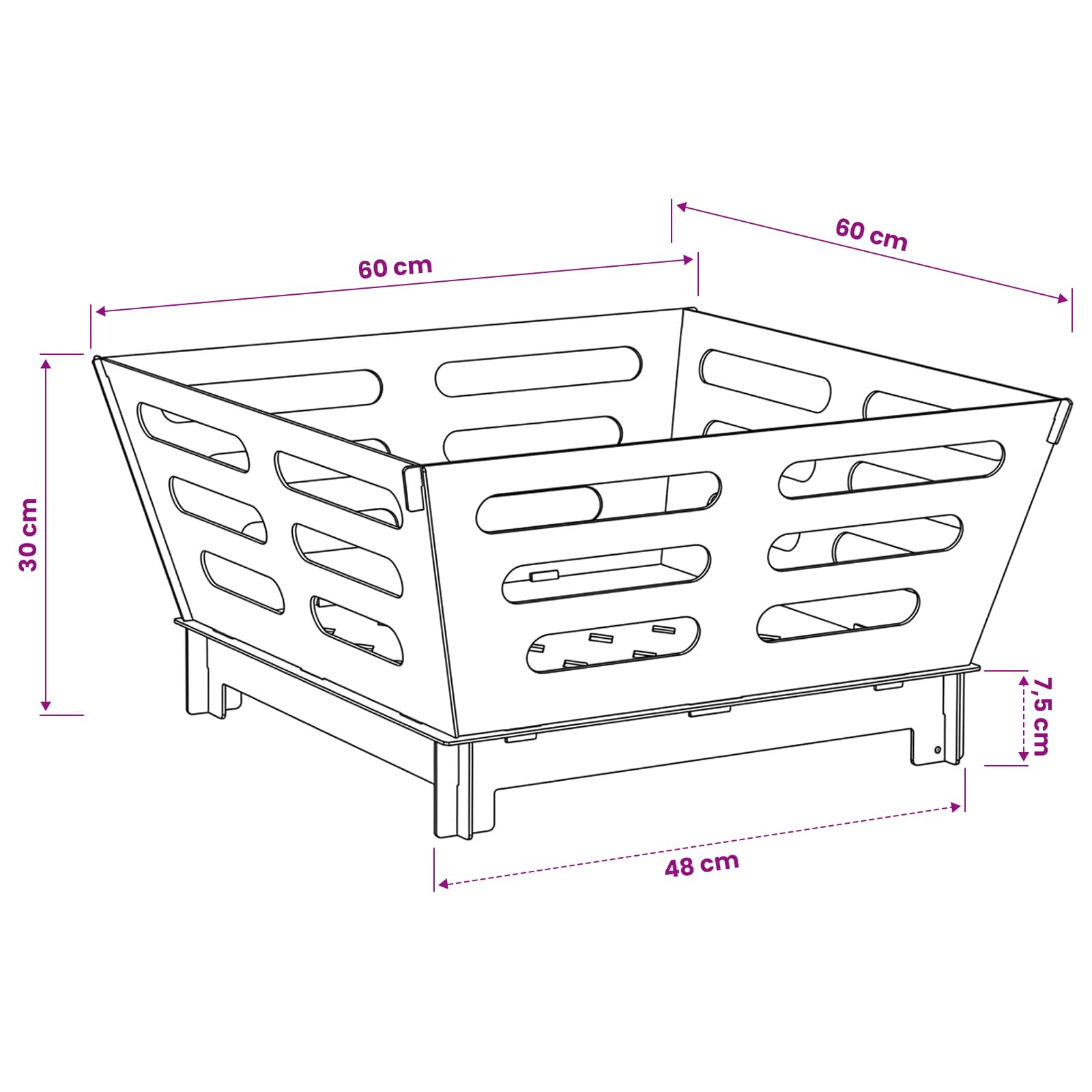 Focolare Ruggine 60 x 60 x 30 cm Acciaio Corten