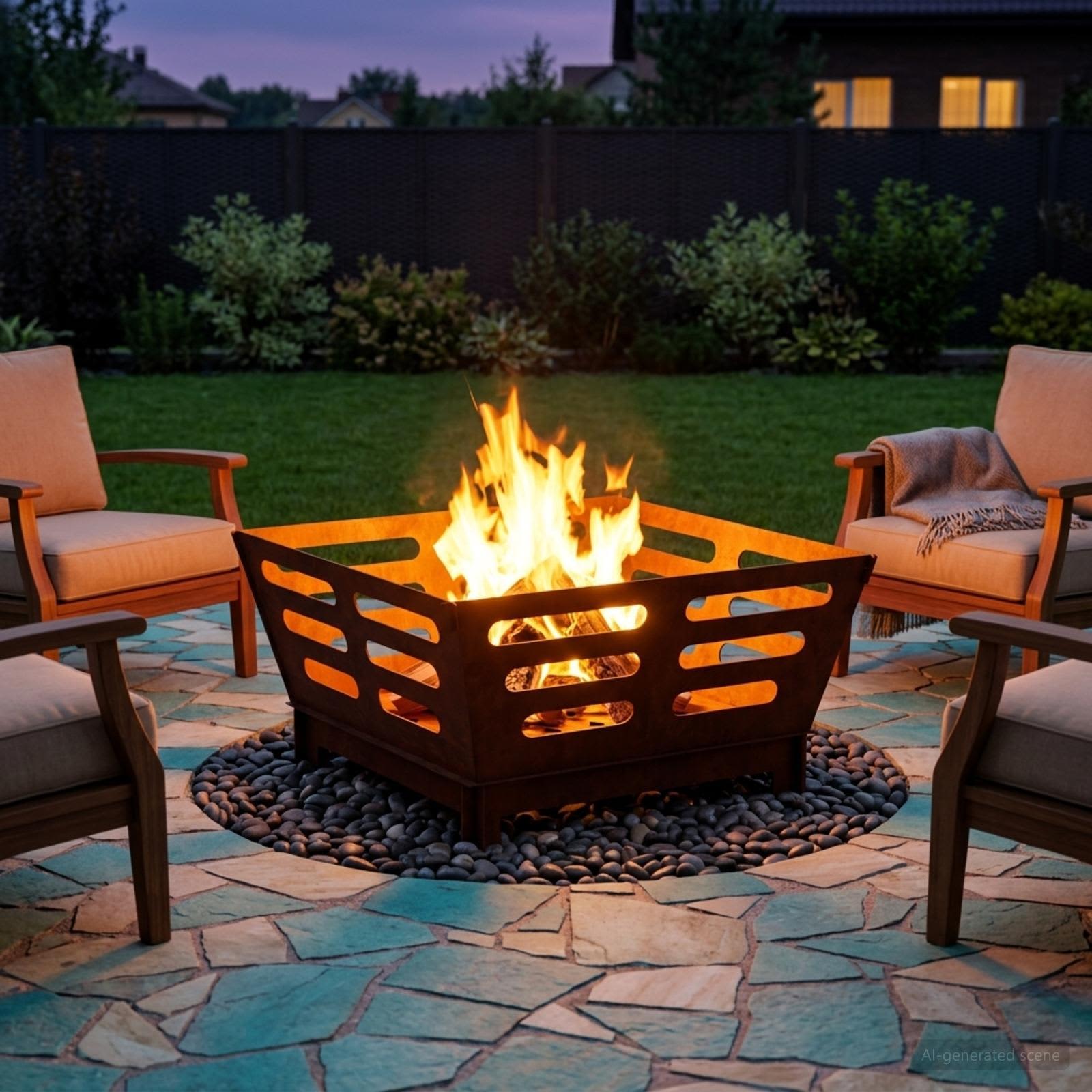 Focolare Ruggine 60 x 60 x 30 cm Acciaio Corten