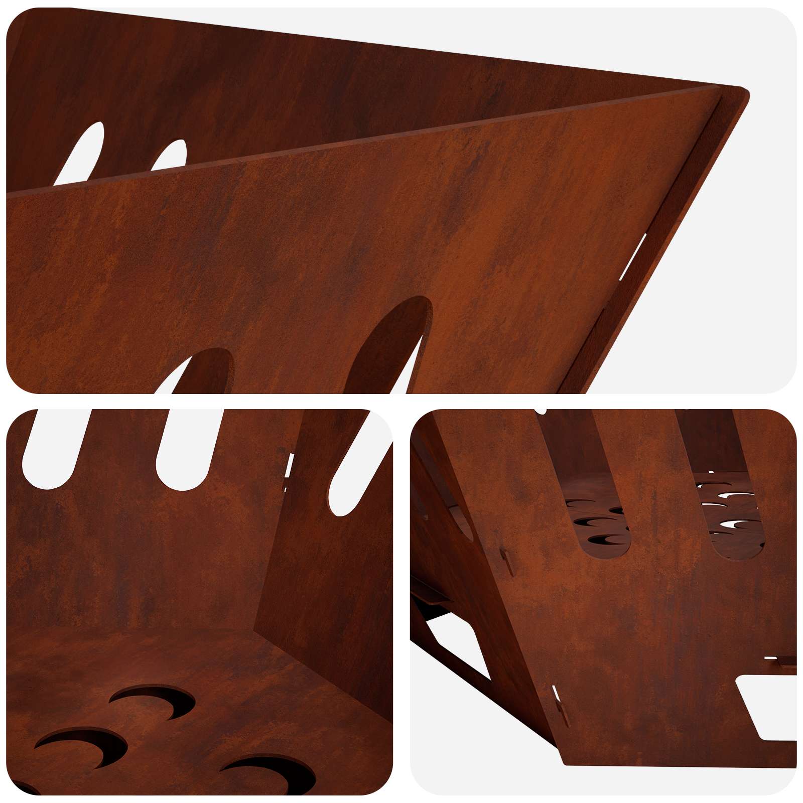 Focolare Ruggine 80 x 80 x 28 cm Acciaio Corten