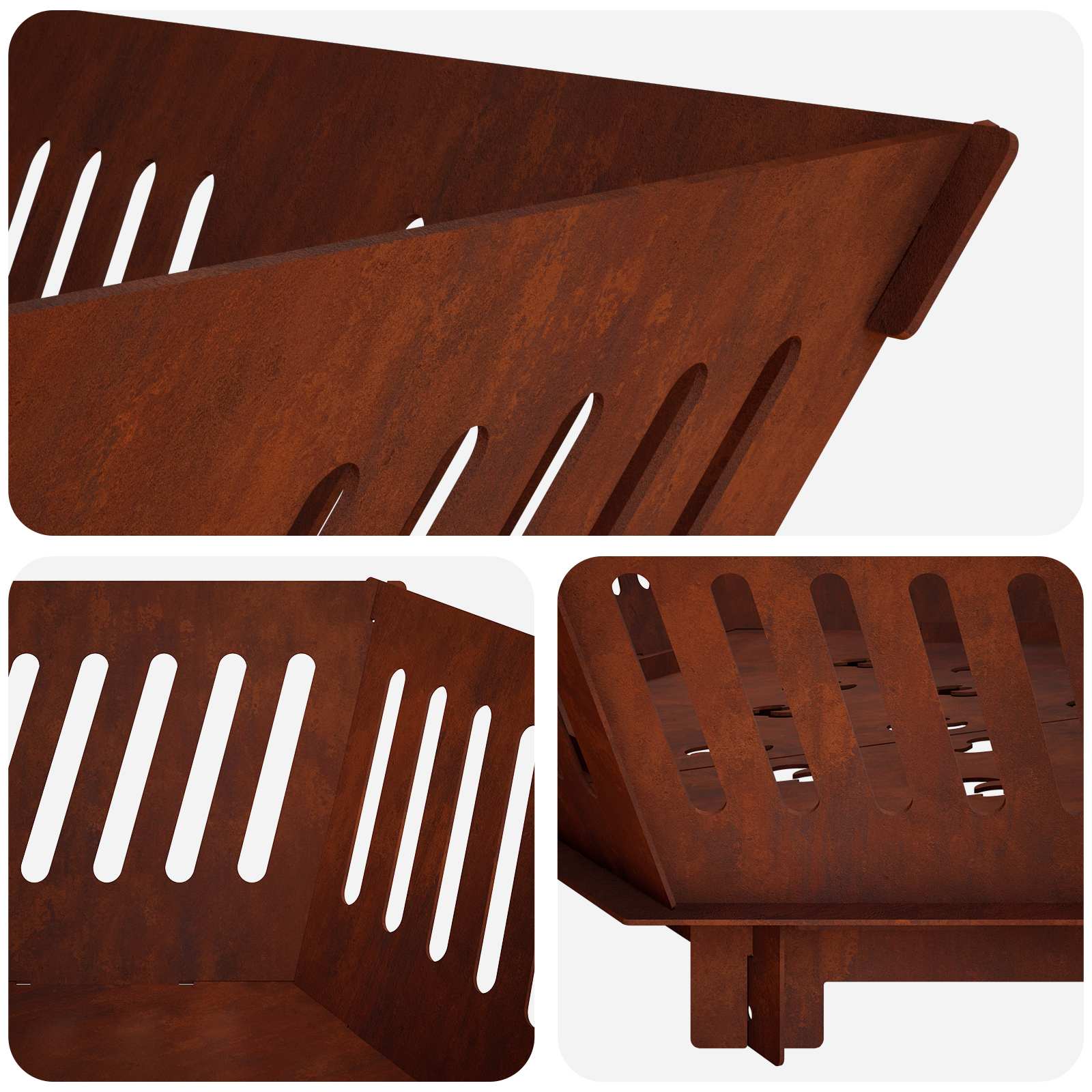 Focolare Ruggine 80 x 80 x 23 cm Acciaio Corten
