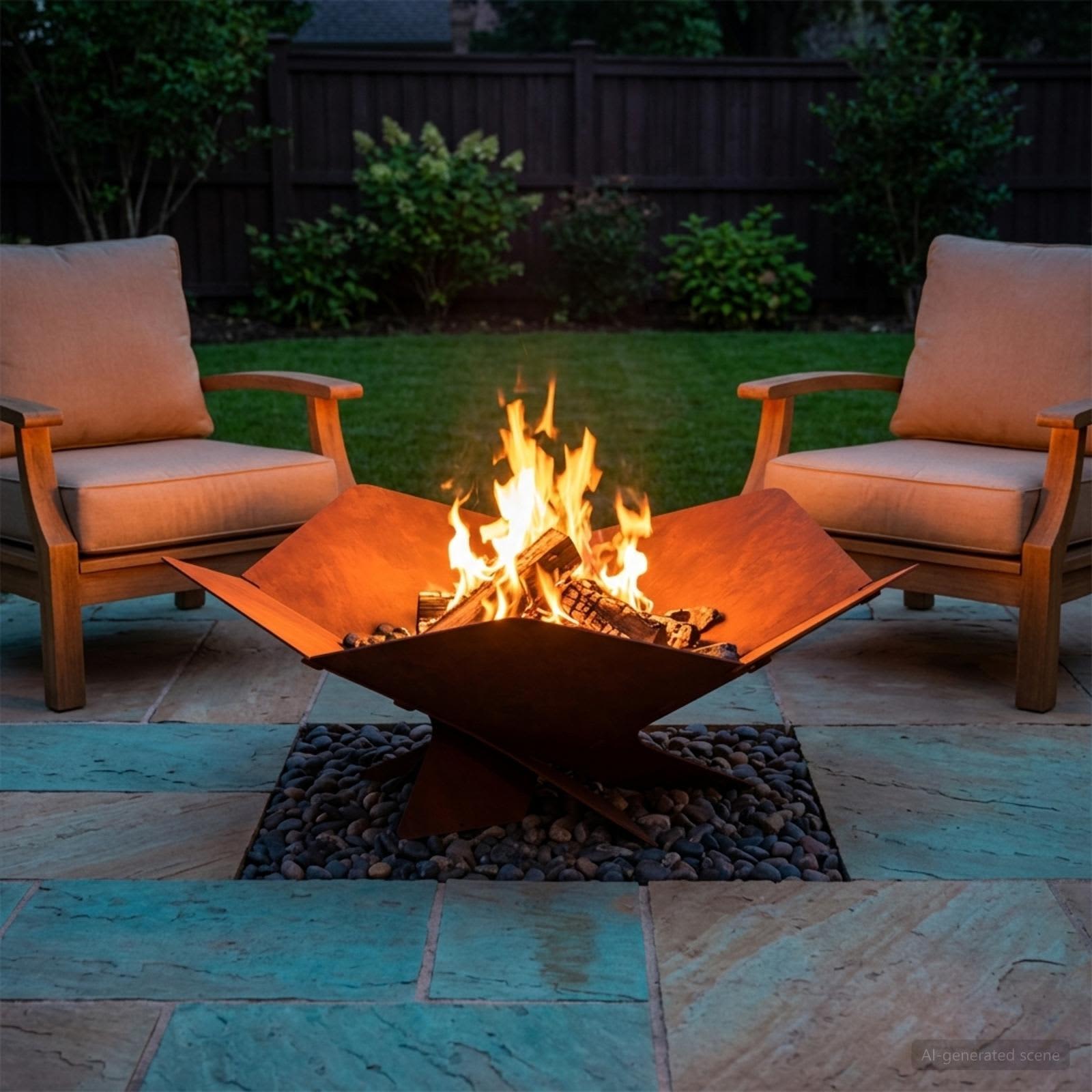 Focolare Ruggine 53 x 53 x 18,5 cm Acciaio Corten