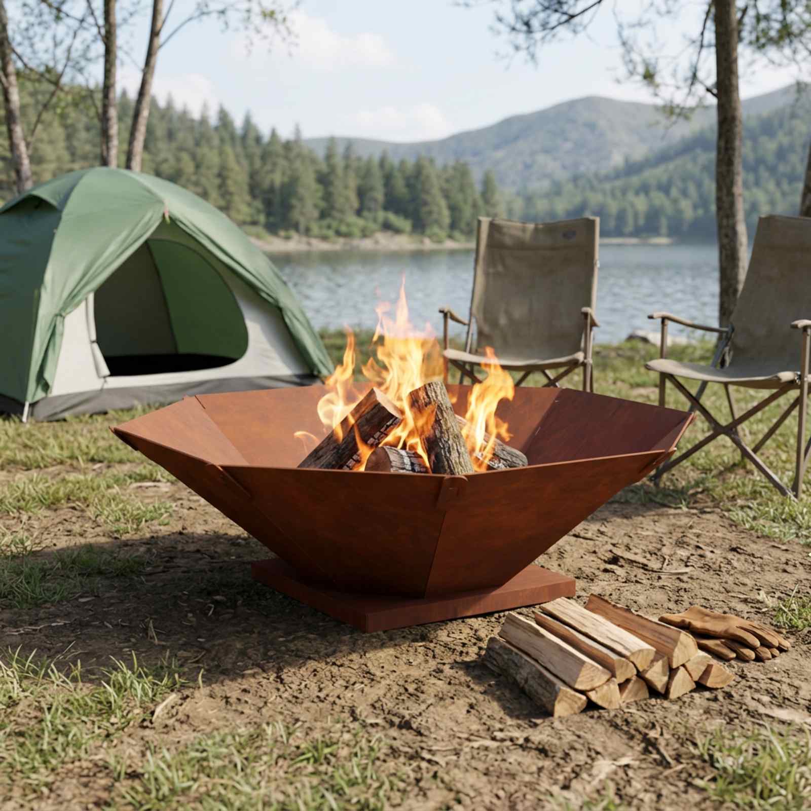 Focolare Ruggine 70,5 x 70,5 x 21,5 cm Acciaio Corten