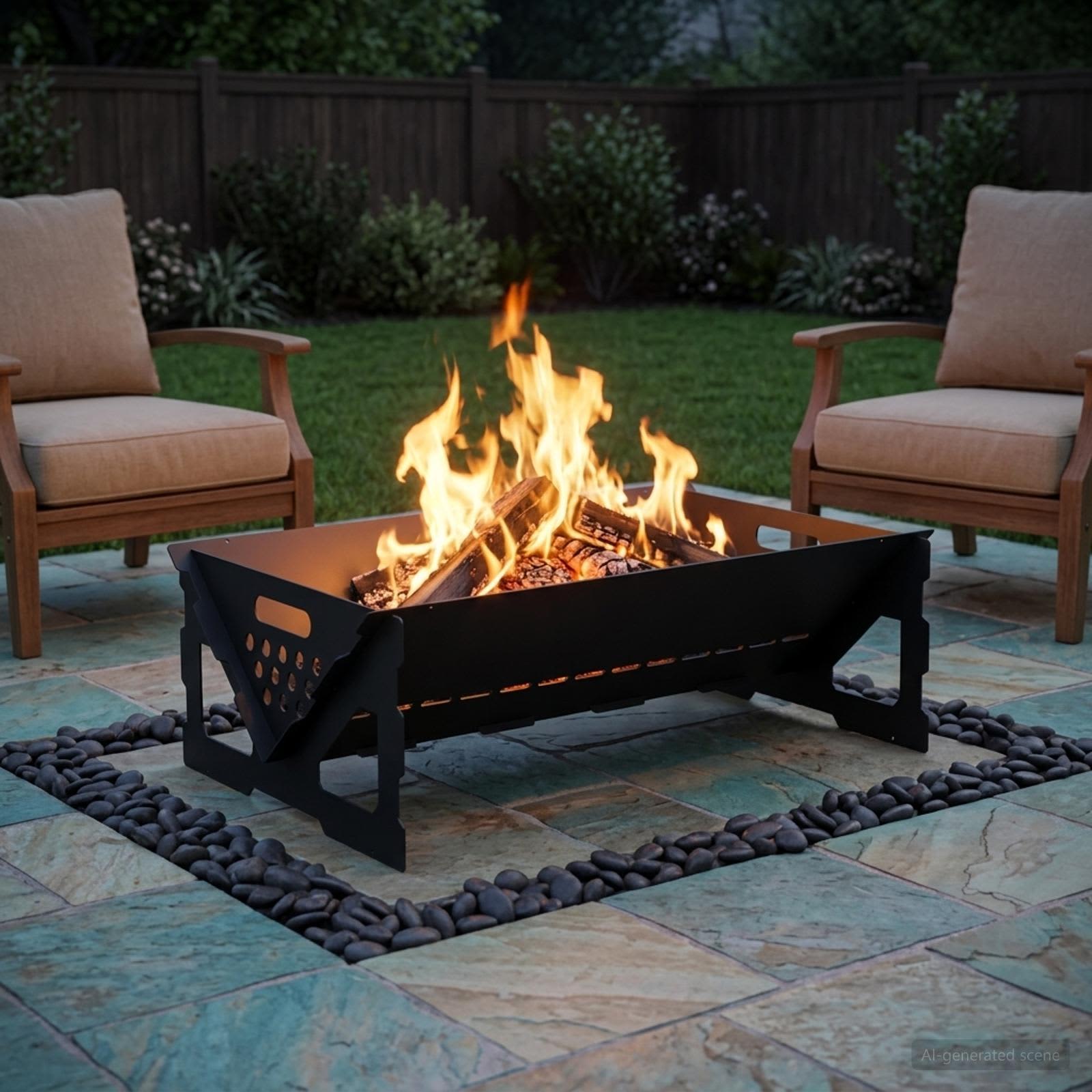 Focolare Nero 60 x 40 x 20 cm Acciaio