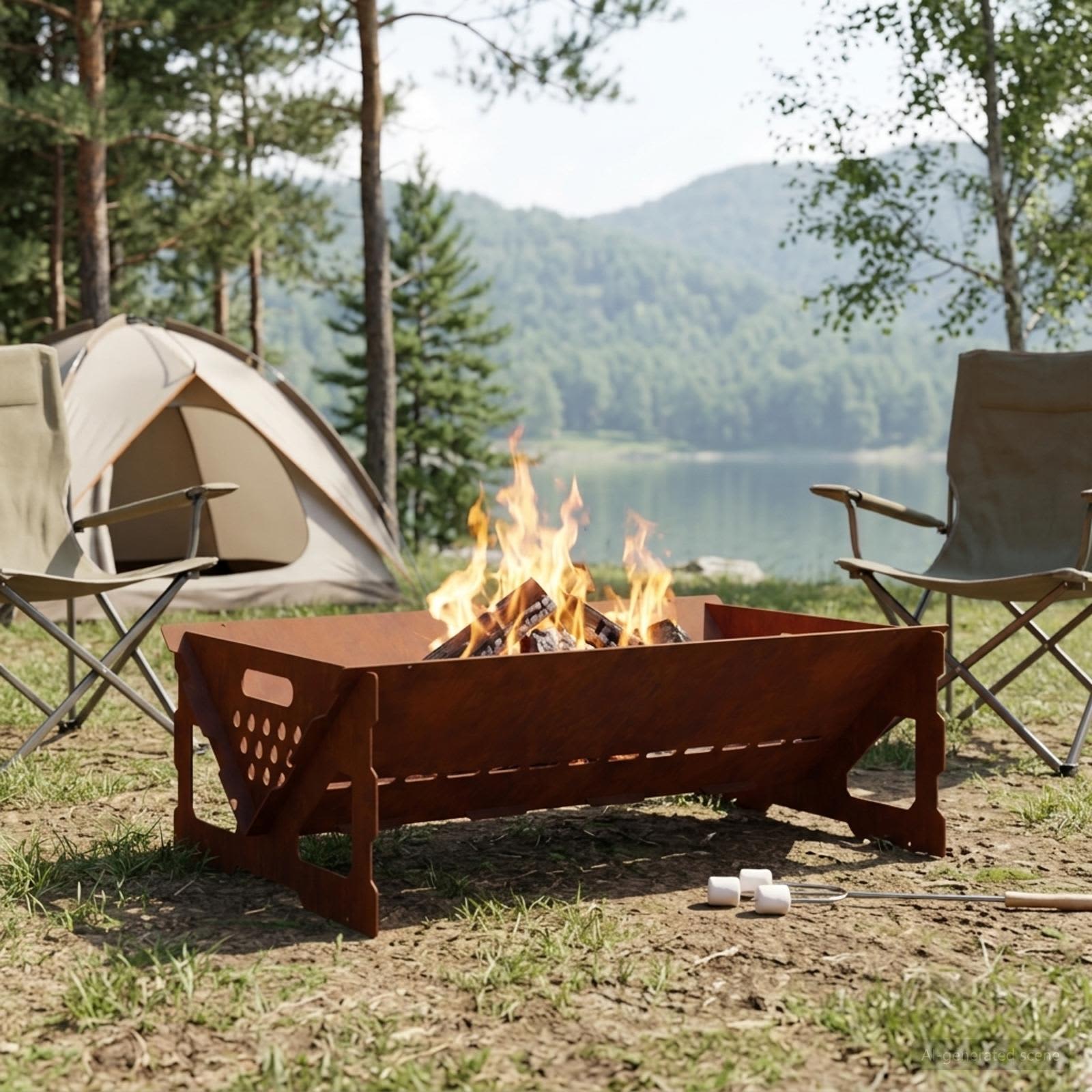 Focolare Ruggine 60 x 40 x 20 cm Acciaio Corten