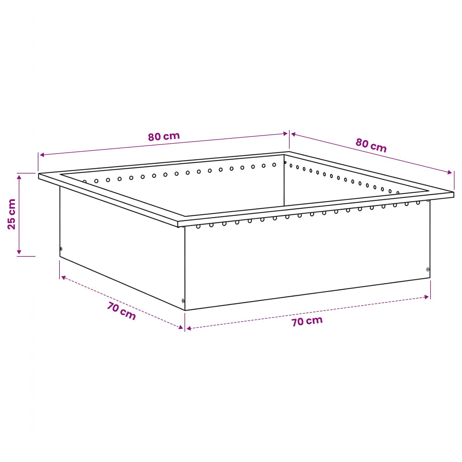 Anello per Focolare Ruggine 80 x 80 x 25 cm Acciaio Corten