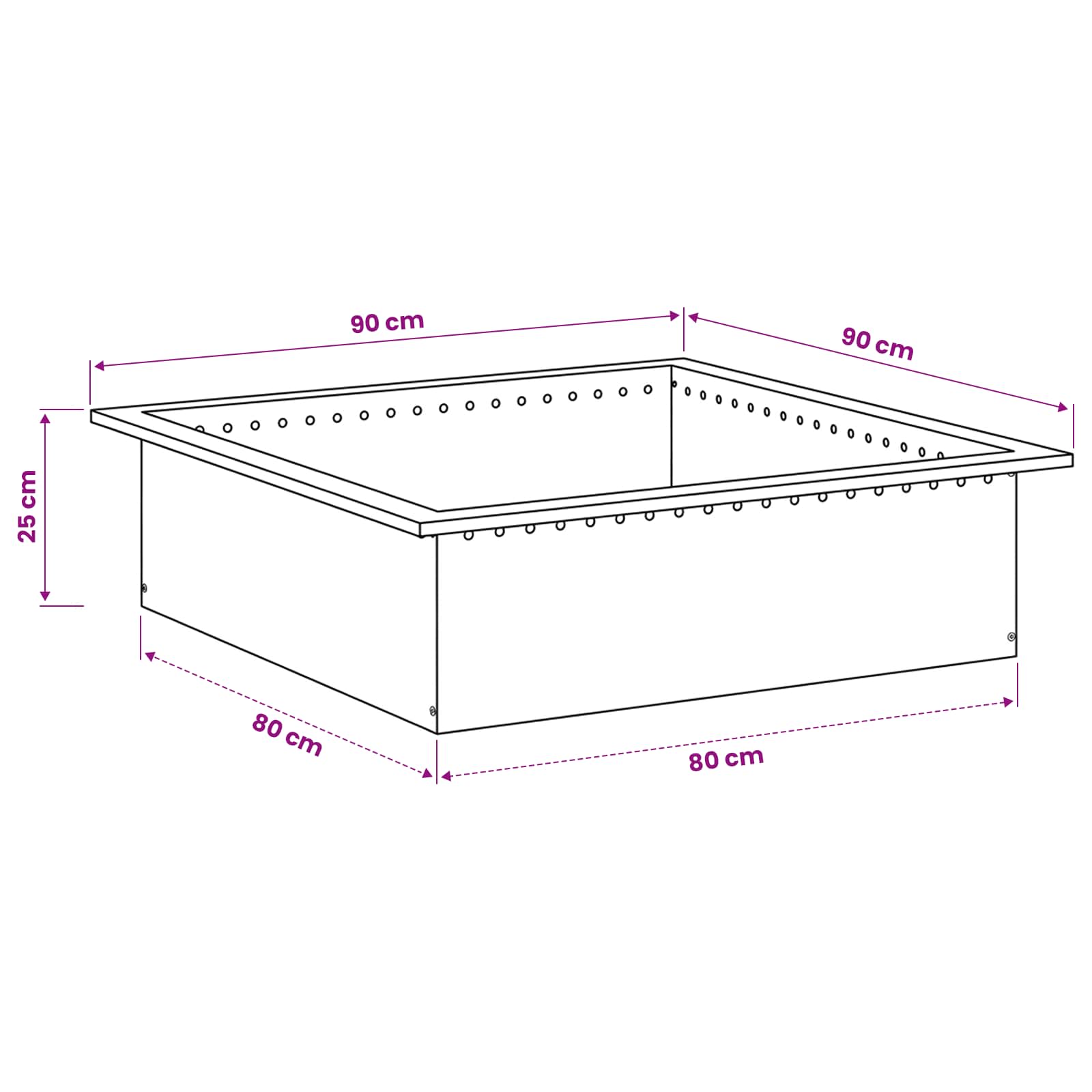Anello per Focolare Ruggine 90 x 90 x 25 cm Acciaio Corten
