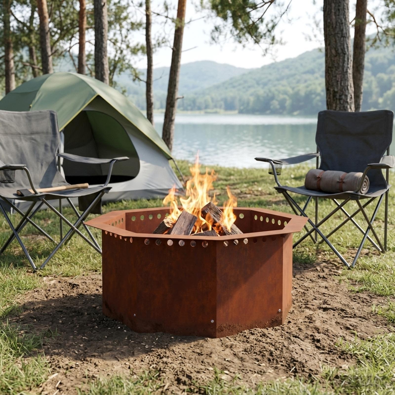 Anello per Focolare Ruggine 60 x 60 x 25 cm Acciaio Corten