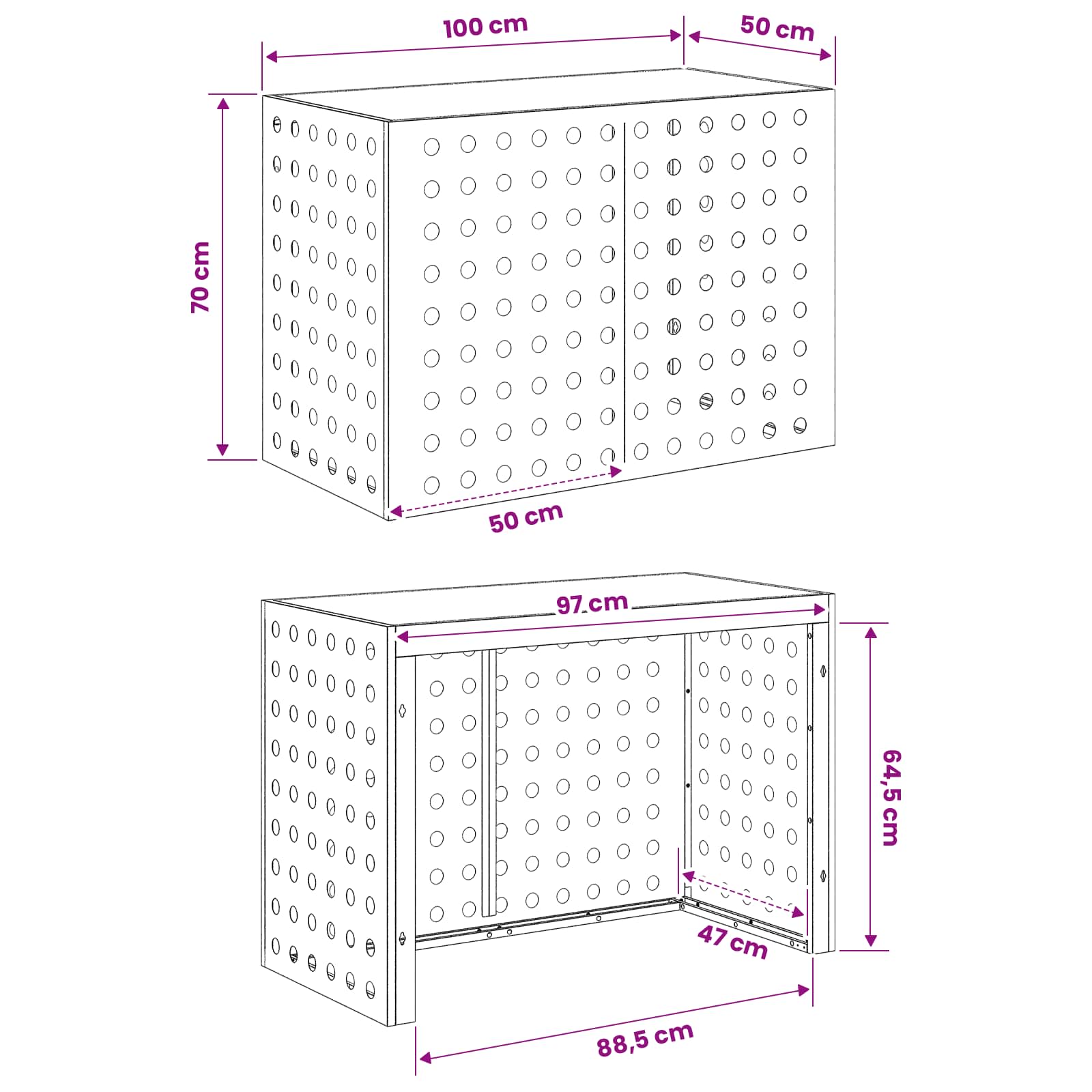 Copertura per condizionatore d'aria Bianco 100 x 50 x 70 cm