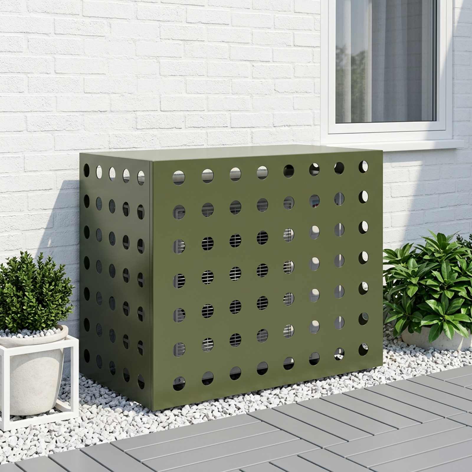 Copertura per condizionatore d'aria Verde Oliva Acciaio
