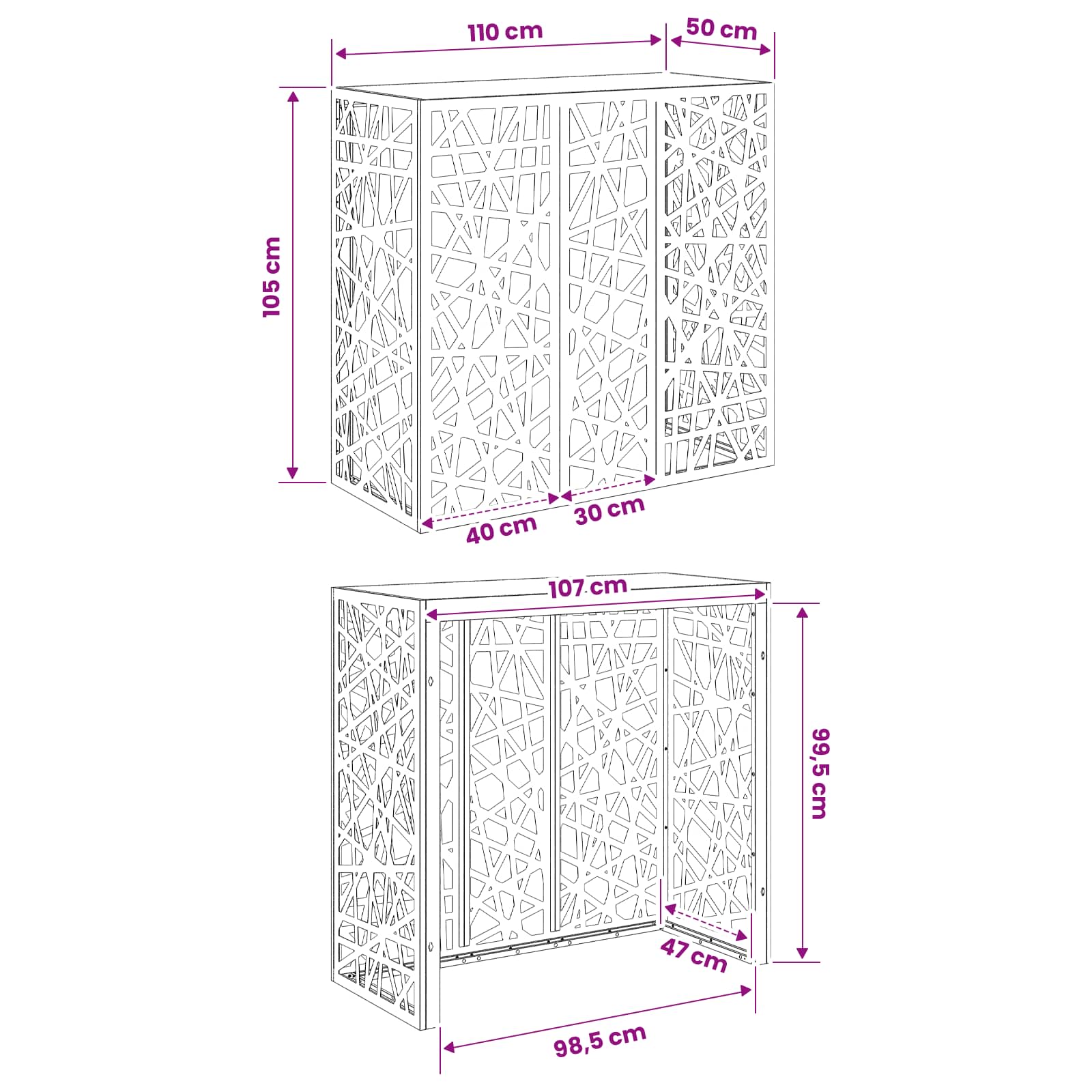 Copertura per condizionatore d'aria Argento 110 x 50 x 105 cm