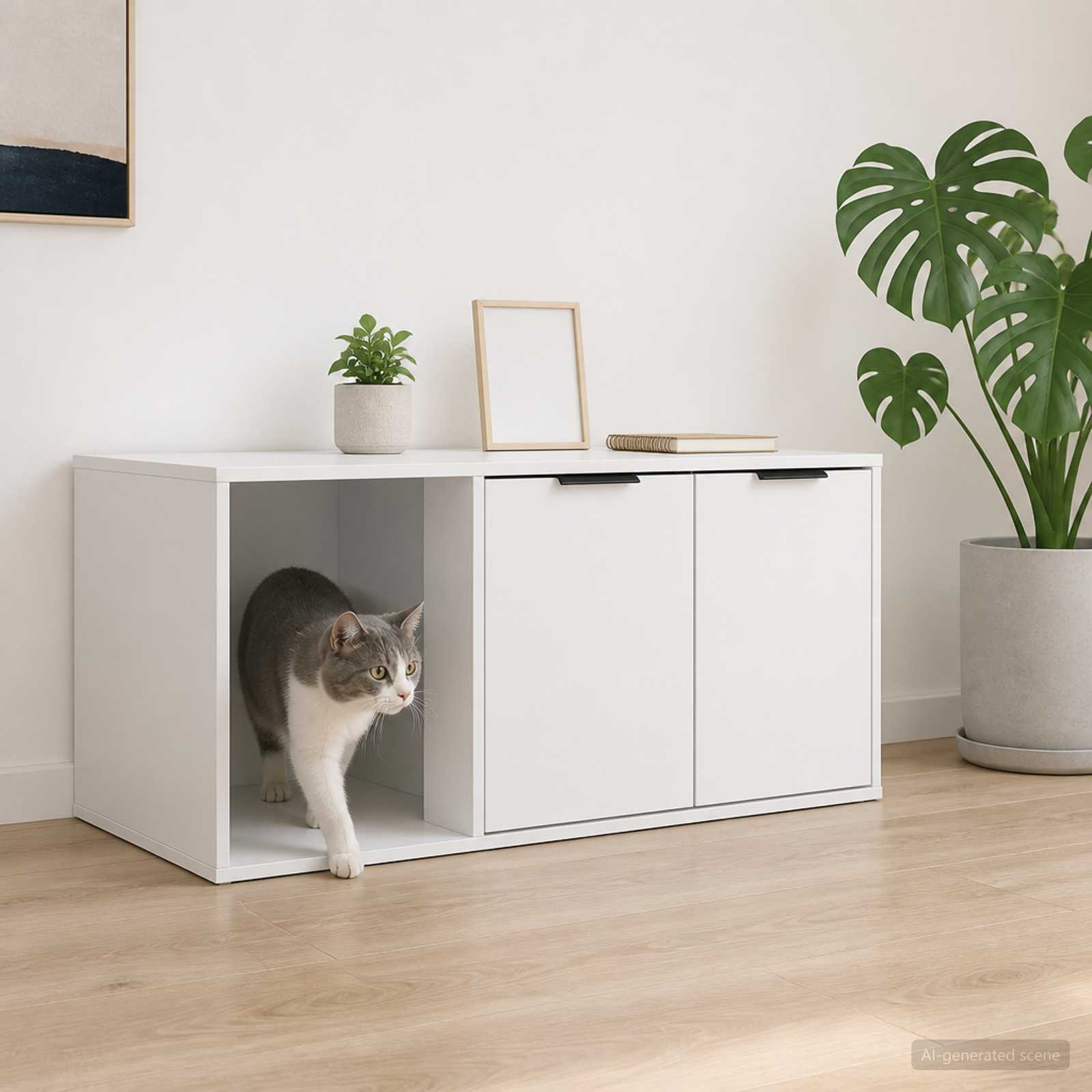 Mobile per gatti Bianco 100 x 49 x 45 cm Legno ingegnerizzato