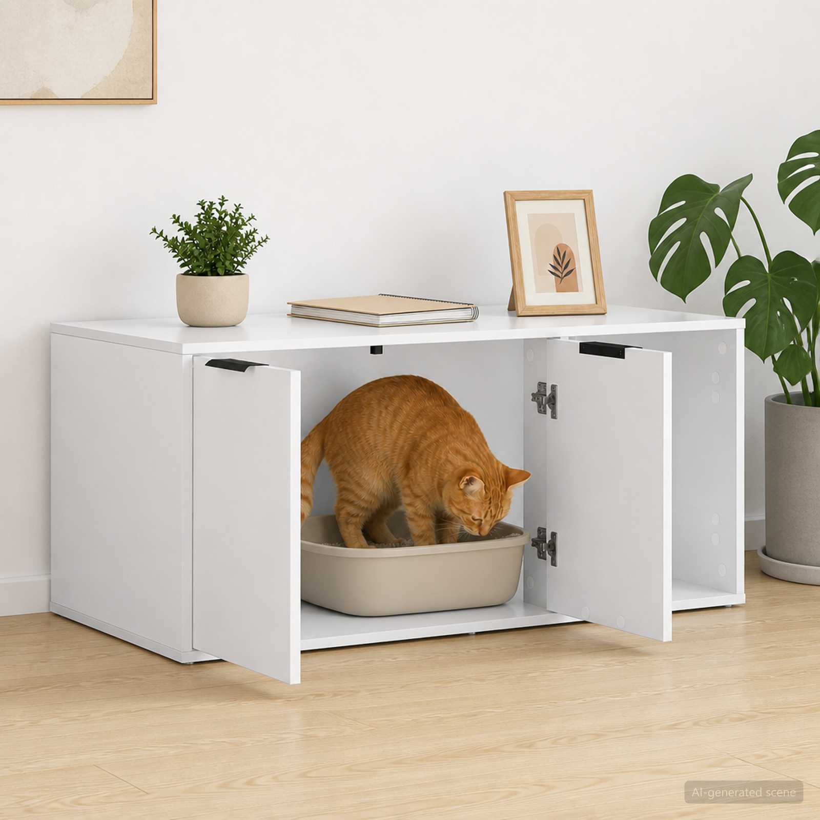 Mobile per gatti Bianco 100 x 49 x 45 cm Legno ingegnerizzato
