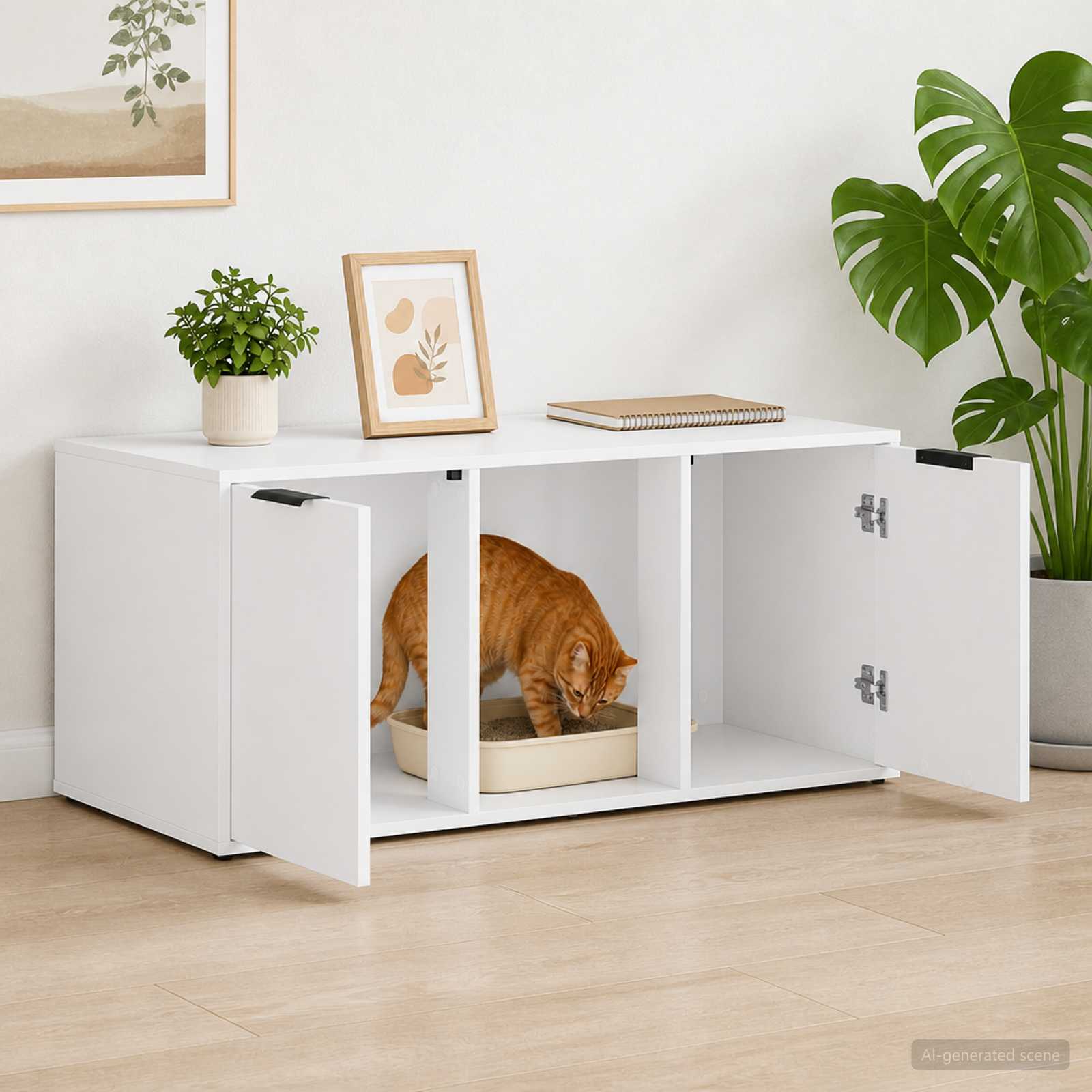 Mobile per gatti Bianco 100 x 49 x 45 cm Legno ingegnerizzato