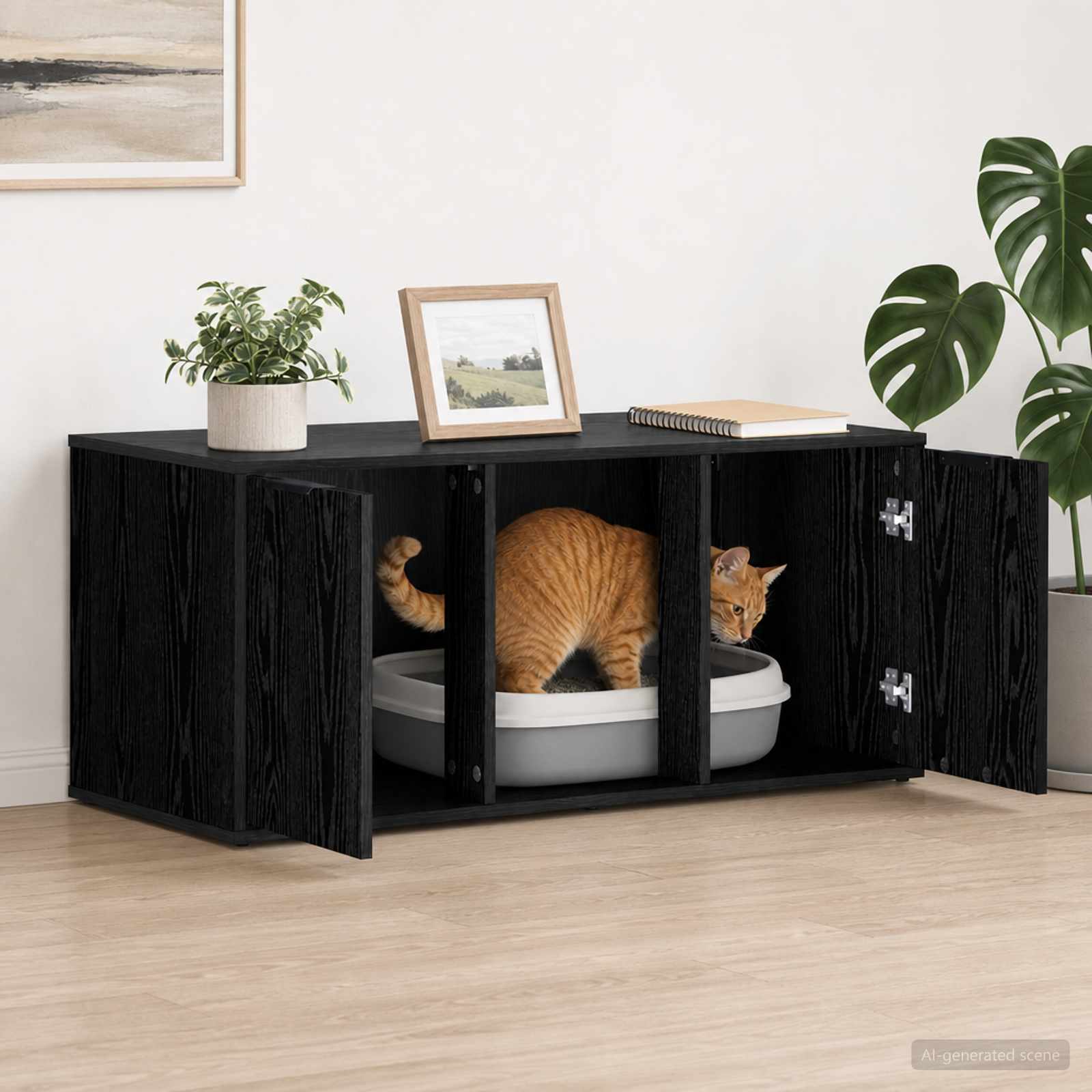 Mobile per gatti Rovere Nero 100 x 49 x 45 cm
