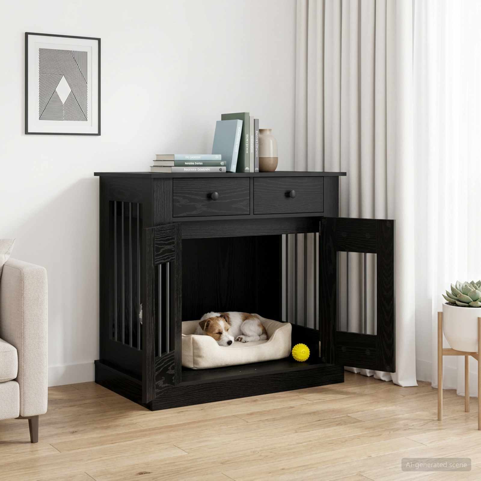 Mobile da cassa per cani Rovere Nero 80 x 47,5 x 80 cm