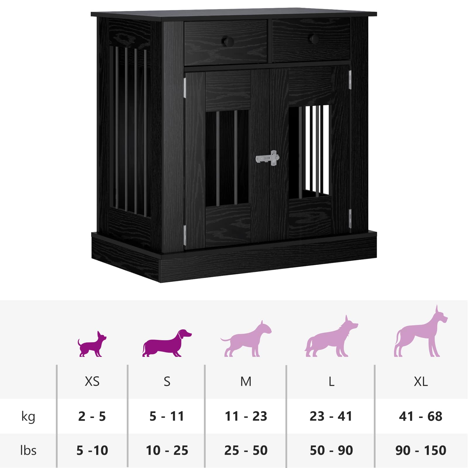 Mobile da cassa per cani Rovere Nero 80 x 47,5 x 80 cm